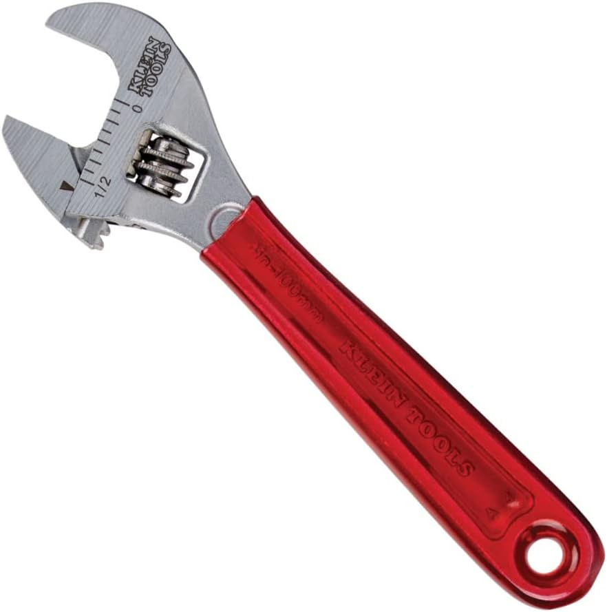 Klein Tools D506-4 Adjustable Wrench, 4-Inch, Chrome, Plastic Handle