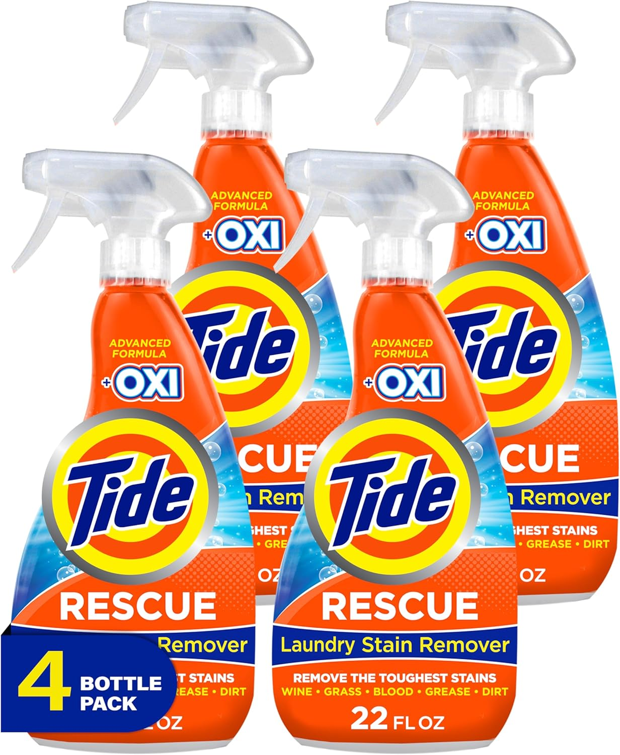 Tide Rescue Laundry Stain Remover w Oxi Spray 22 Fl Oz Pack of 4 Tough on Stains