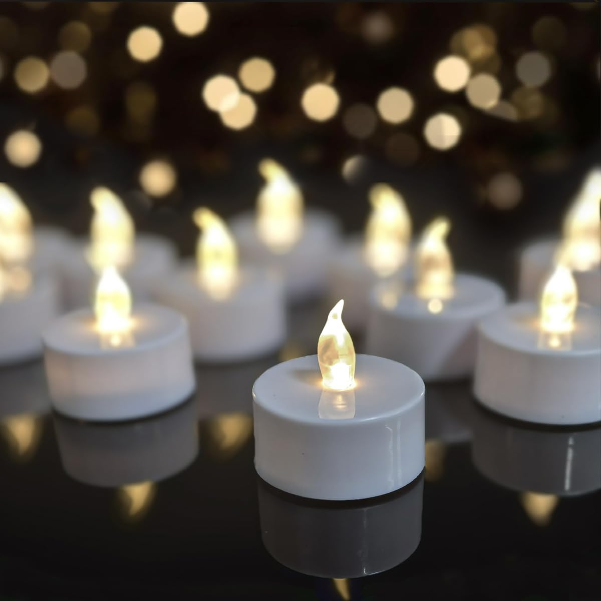 12 Pack Realistic and Bright Flickering Battery Operated Flameless LED Tea