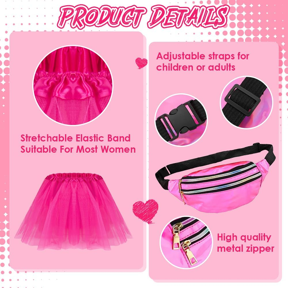 SlowTon 80s Outfits Costumes Accessories for Women - 1980s Fancy Dress with P... - Picture 6 of 14