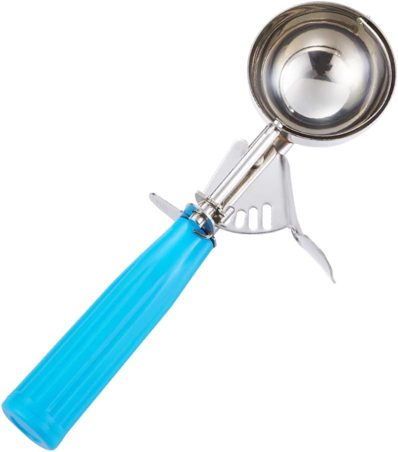 Portion Scoop - #16 (2 Oz) - Disher, Cookie Scoop, Food Scoop - Portion Control - 18/8 Stainless Steel, Blue Handle