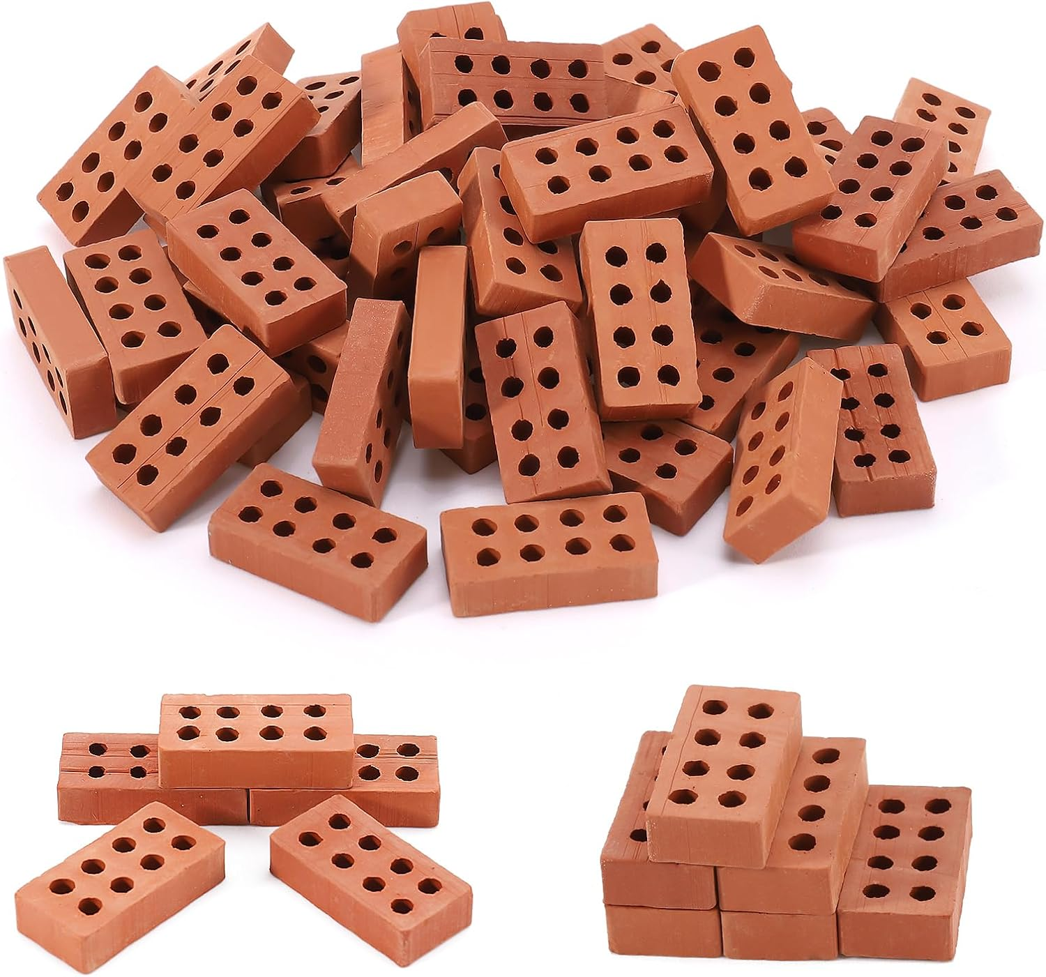 150 Pcs Mini Bricks,Sim Bricks,Micro Bricks for Garden,8 Hole Brick,Building Bricks for DIY Dollhouse Garden Ornament Micro Landscape Accessories