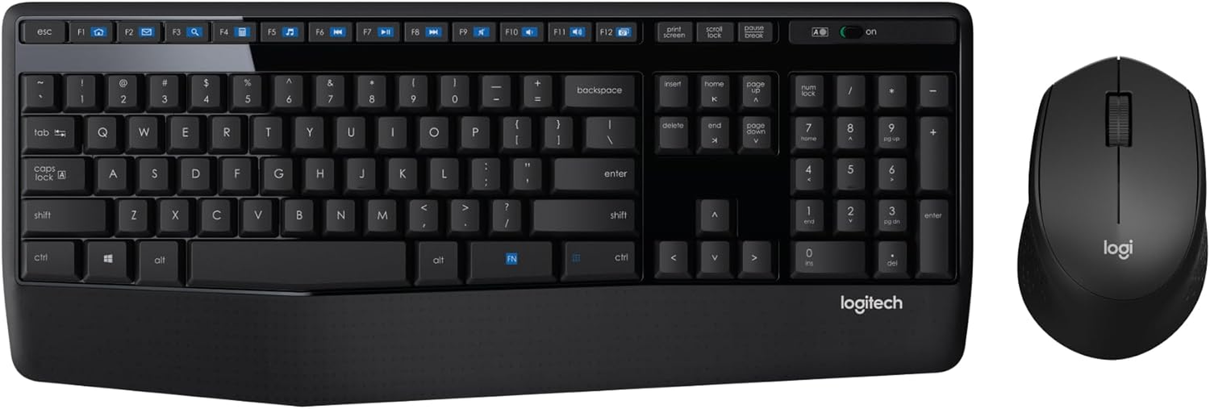 MK345 Wireless Keyboard and Mouse Combo - Full-Sized Keyboard with Palm Rest, Comfortable Right-Handed Wireless Mouse, 2.4 Ghz Wireless USB Receiver - PC, Laptop