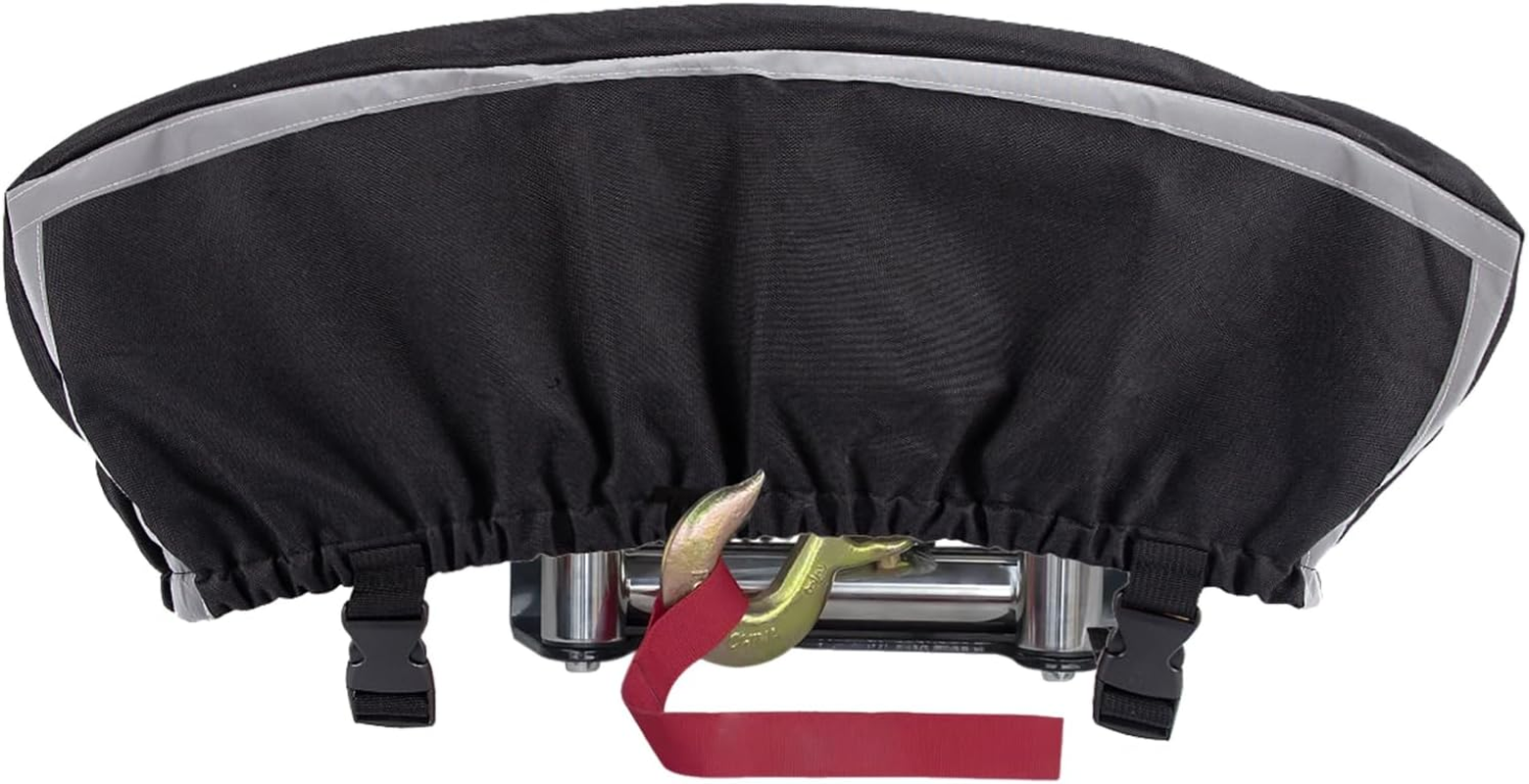 Badlands Winch Cover 12000 Lb Waterproof, Winch Accessories, High Durability Heavy Duty Oxford Fabric Dust Prevention Sunproof with Reflective Ribbon for Electric Winch (Black)