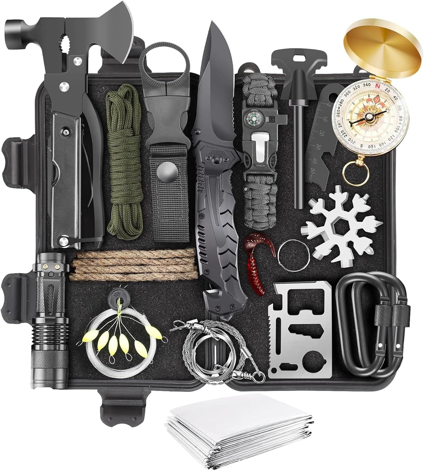 Survival Kits 27 in 1, Birthday Gifts for Him Men Dad Husband Boyfriend, Camping Accessories, Camping & Hiking Equipment, First Aid Kit and Survival Gear with Hard Case