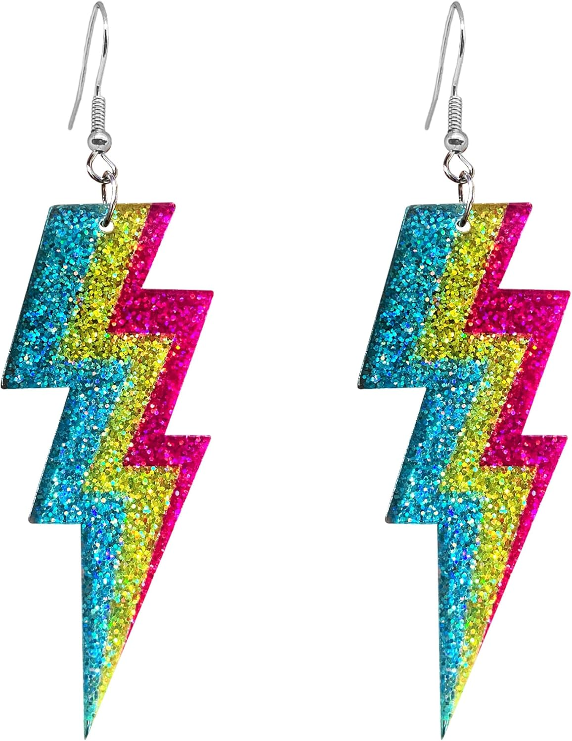 80S Neon Earrings for Women Acrylic Lightning Bolt Drop Earrings Retro 90S Glow Party Accessories Neon Jewelry for Halloween