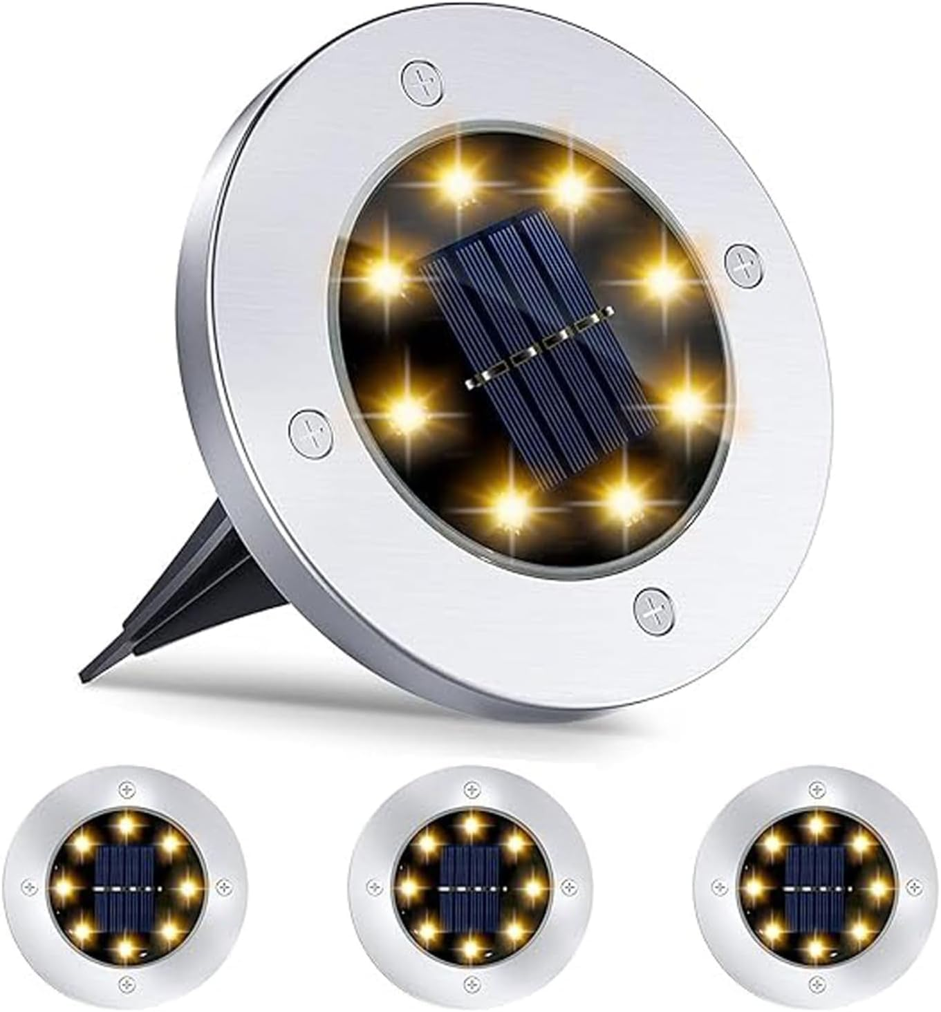 SolarX Pack of 12 Garden Lights Solar Powered, IP65 Waterproof Disk Lights, L... - Picture 10 of 13