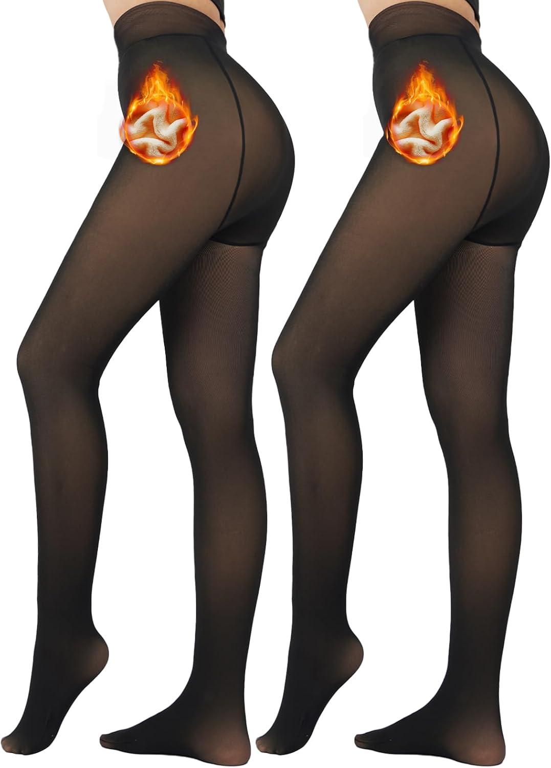 2 Pack Fleece Lined Tights Sheer Winter - Fake Translucent Tights Winter Thick Warm Pantyhose Sheer Women Leggings