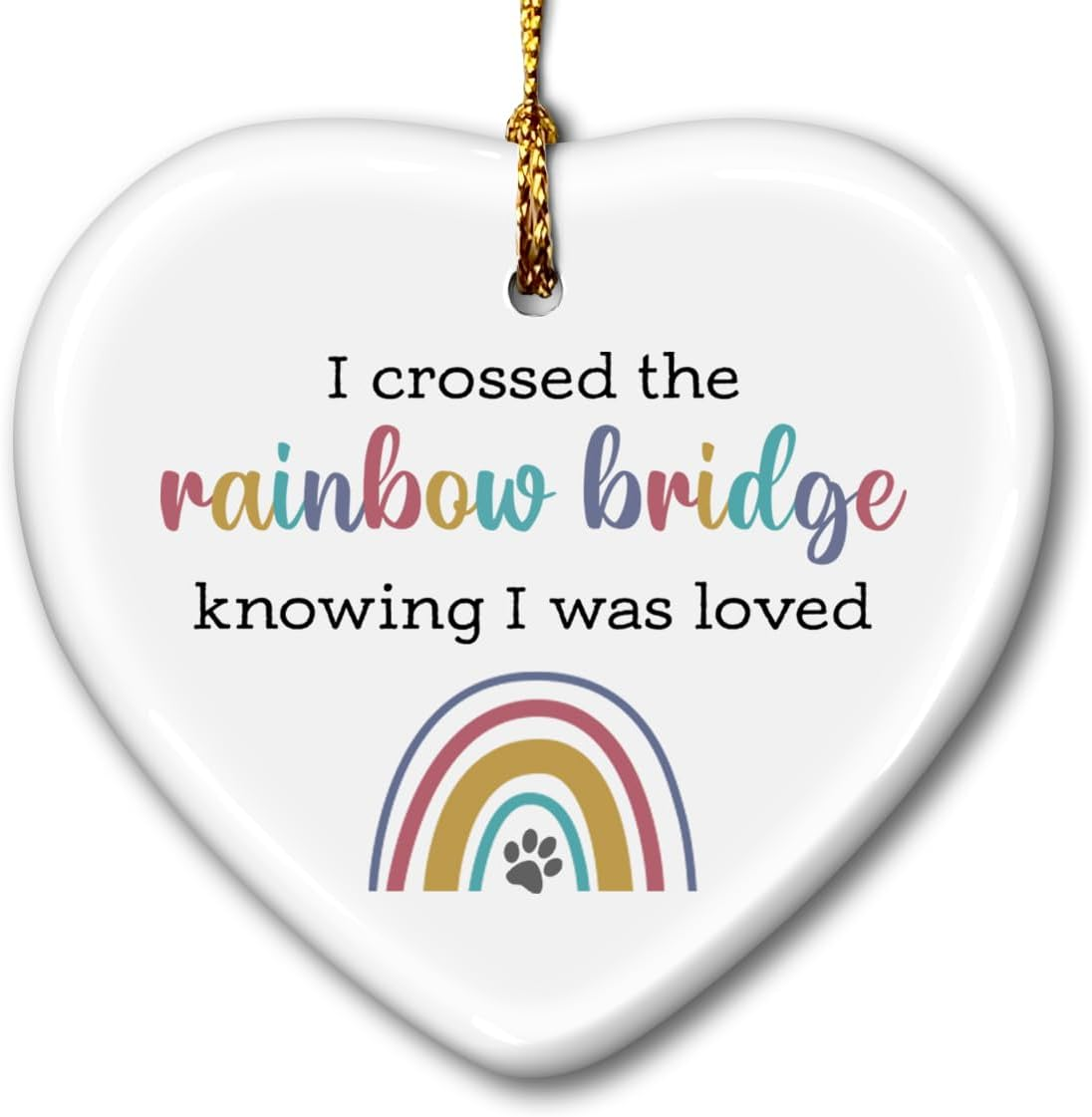 Rainbow Bridge Pet Memorial Ornaments, Cat/Dog Memorial Gifts for Loss of Dog - Ceramic Ornament, Cat Remembrance Keepsake, Sympathy Gift