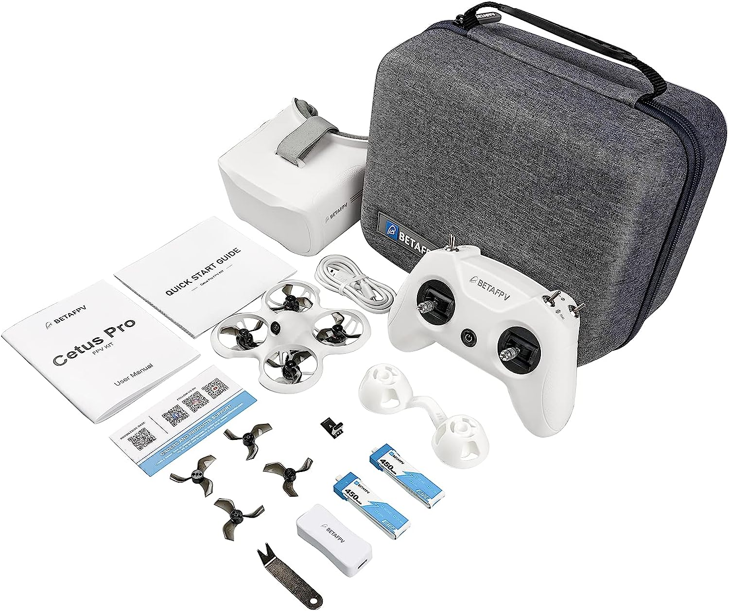 Cetus Pro FPV Kit with 3 Flight Modes Altitude Hold Emergency Landing Self Protection Turtle Mode, with Literadio 2 SE Transmitter VR02 Goggles Ready to Flight Easy for FPV Beginners