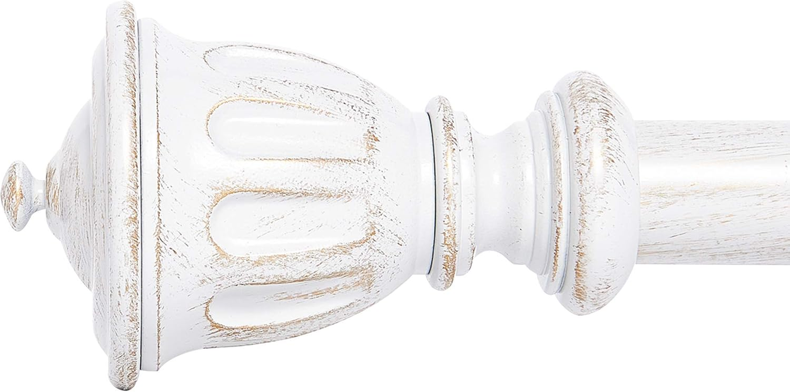 NICETOWN Decorative Antique White Curtain Rods for Windows 28 to 48 Inch, Adjustable Standard 1 1/8 Inch Diameter Single Curtain Rod Set with Trophy Finials