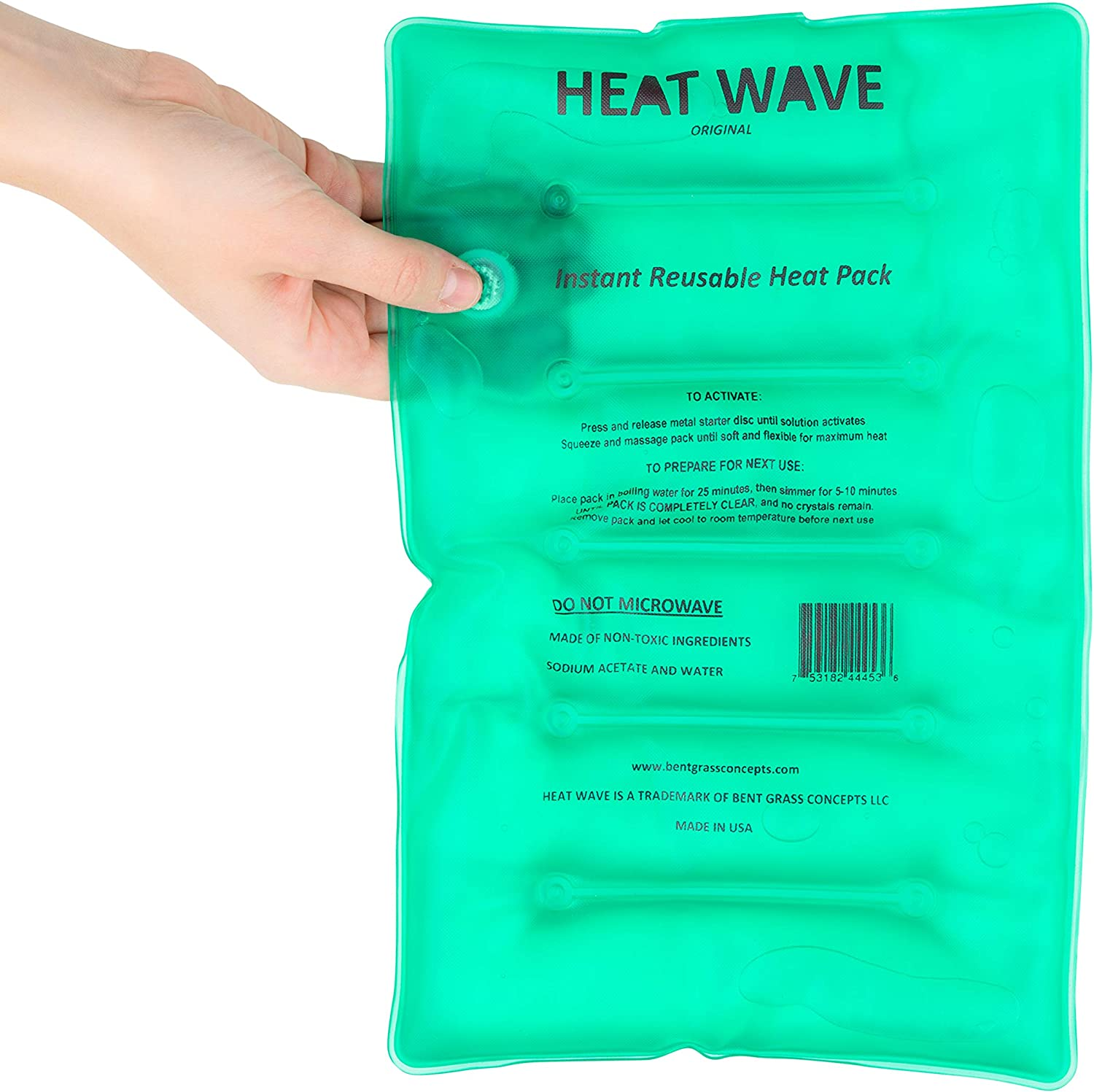 Green Instant Reusable Heat Pack – Medical Grade, Large (8