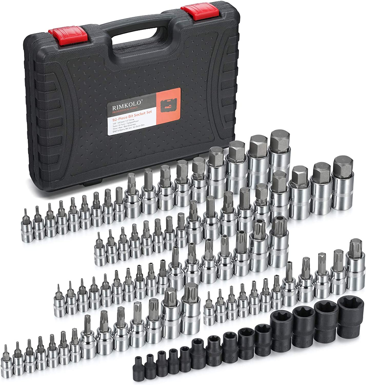 92-Piece Allen and Torx Bit Socket Set, 1/4