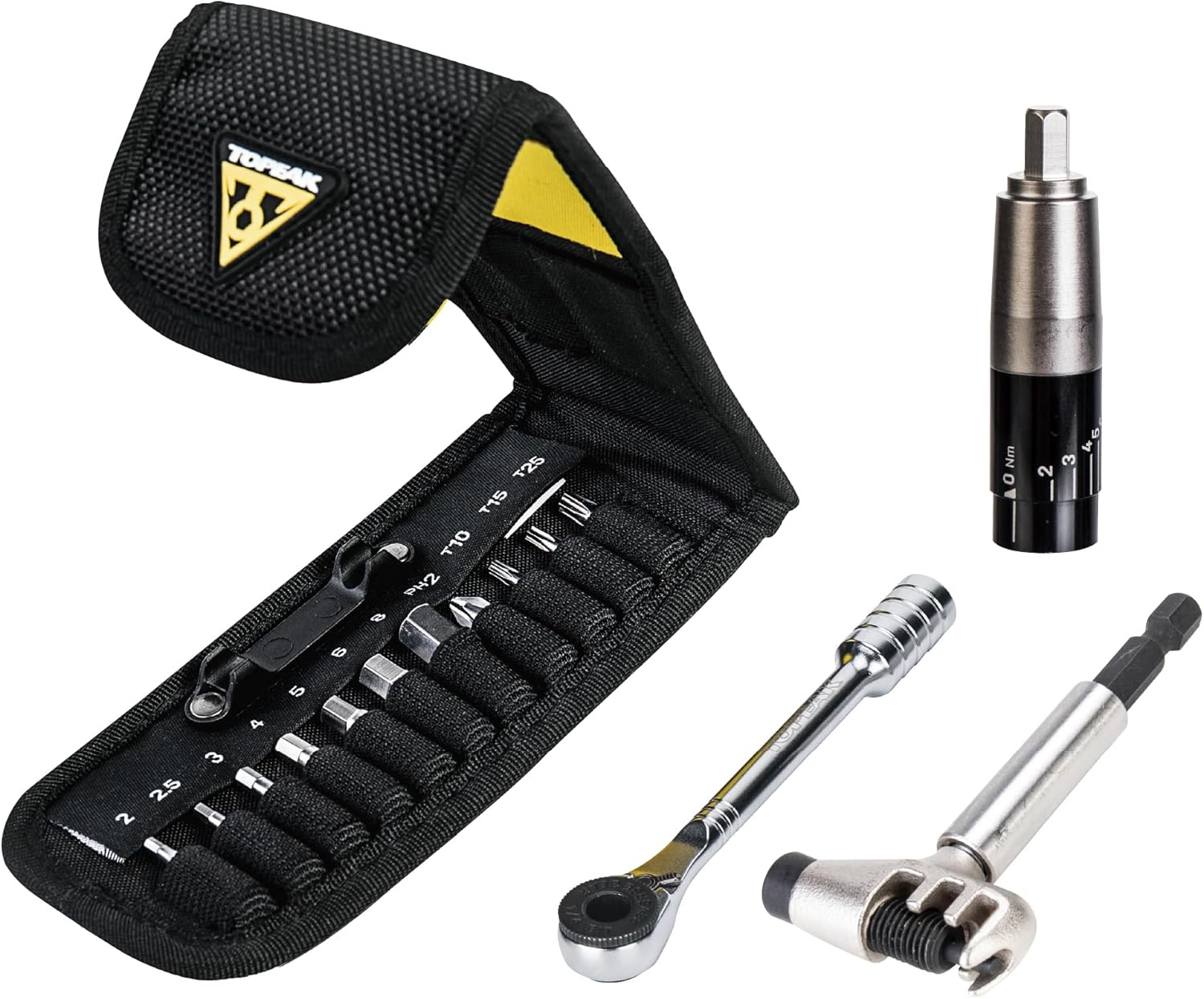 Topeak Ratchet Rocket Lite NTX+ Bike Repair Tool Kit – 19 Function Compact Multitool with Adjustable Torque Torqbit (2–6 Nm), Allen & Torx Bits, Phillips Driver, Chain Tool, Magnetic Bit Holder & Case