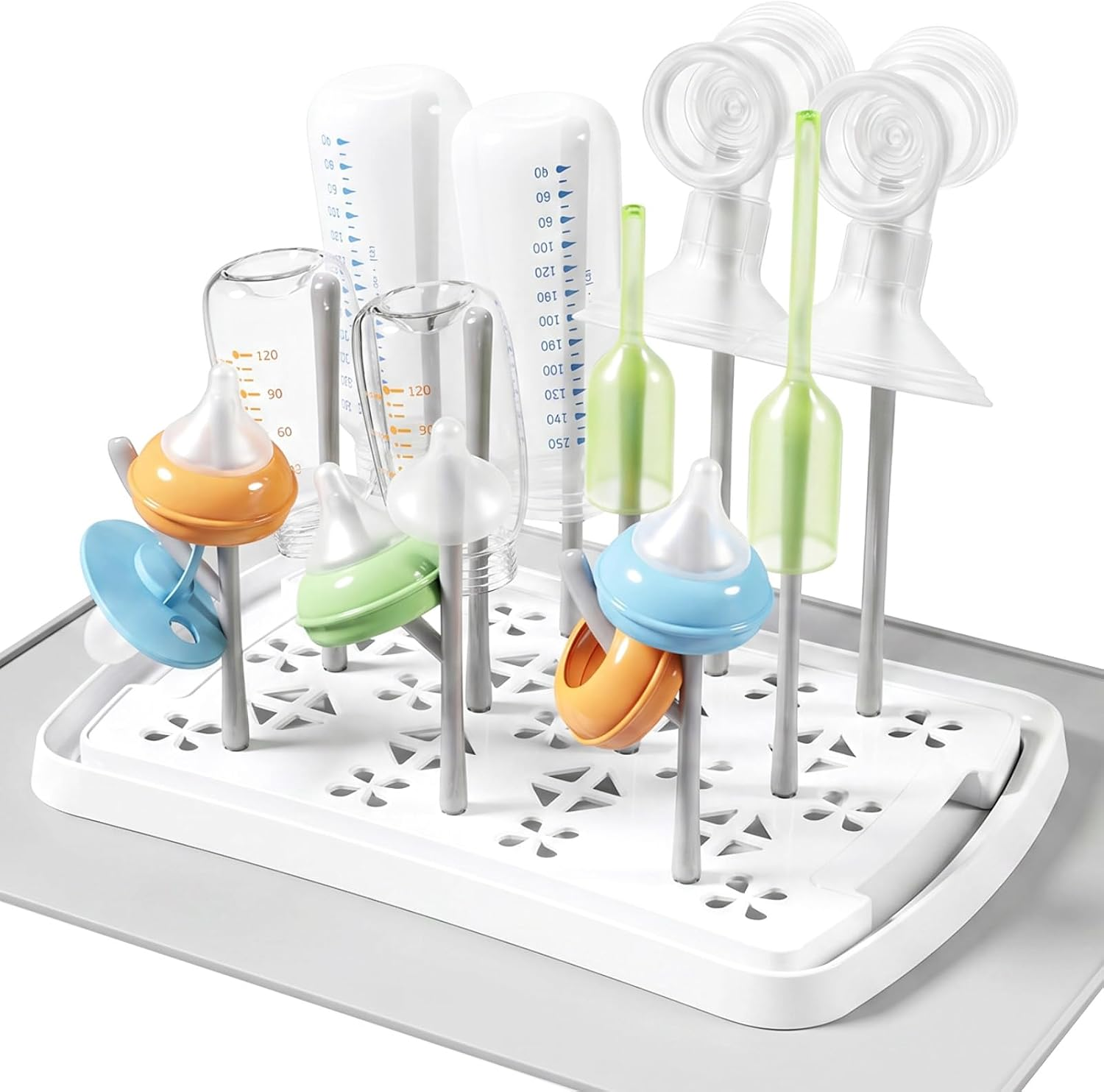 Portable Baby Bottle Drying Rack with Drain Mat & Tray, BPA Free