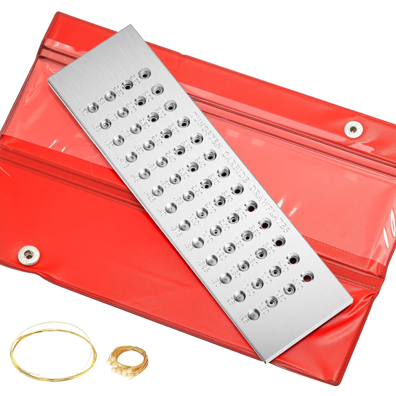 0.26-4.1Mm Jewelry Wire Drawplate 52 Holes Tungsten Carbide Steel round Draw Plate, Portable Jewelry Making Tools for Manufacturing Jewelry