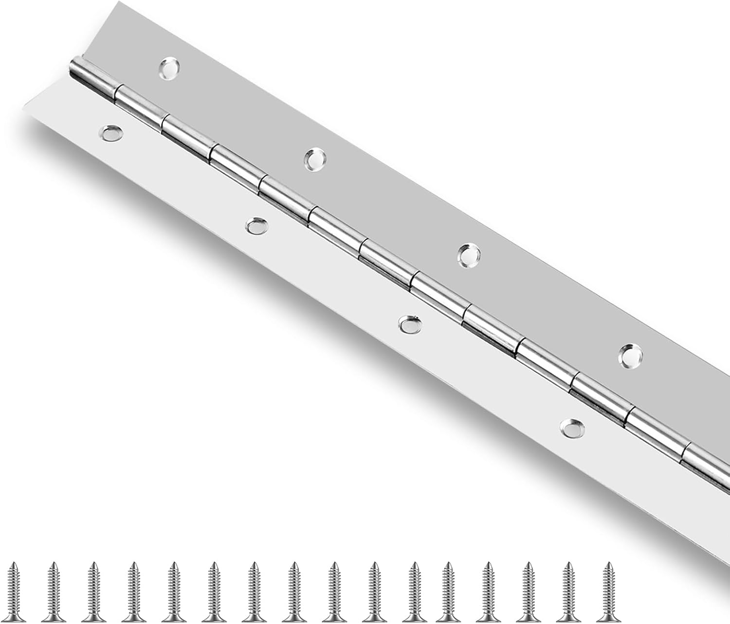 Piano Hinge 48 Inch Stainless Steel Continuous Hinge with Holes Heavy Duty Piano Hinge for Cabinets Boat Marine Door, 0.035