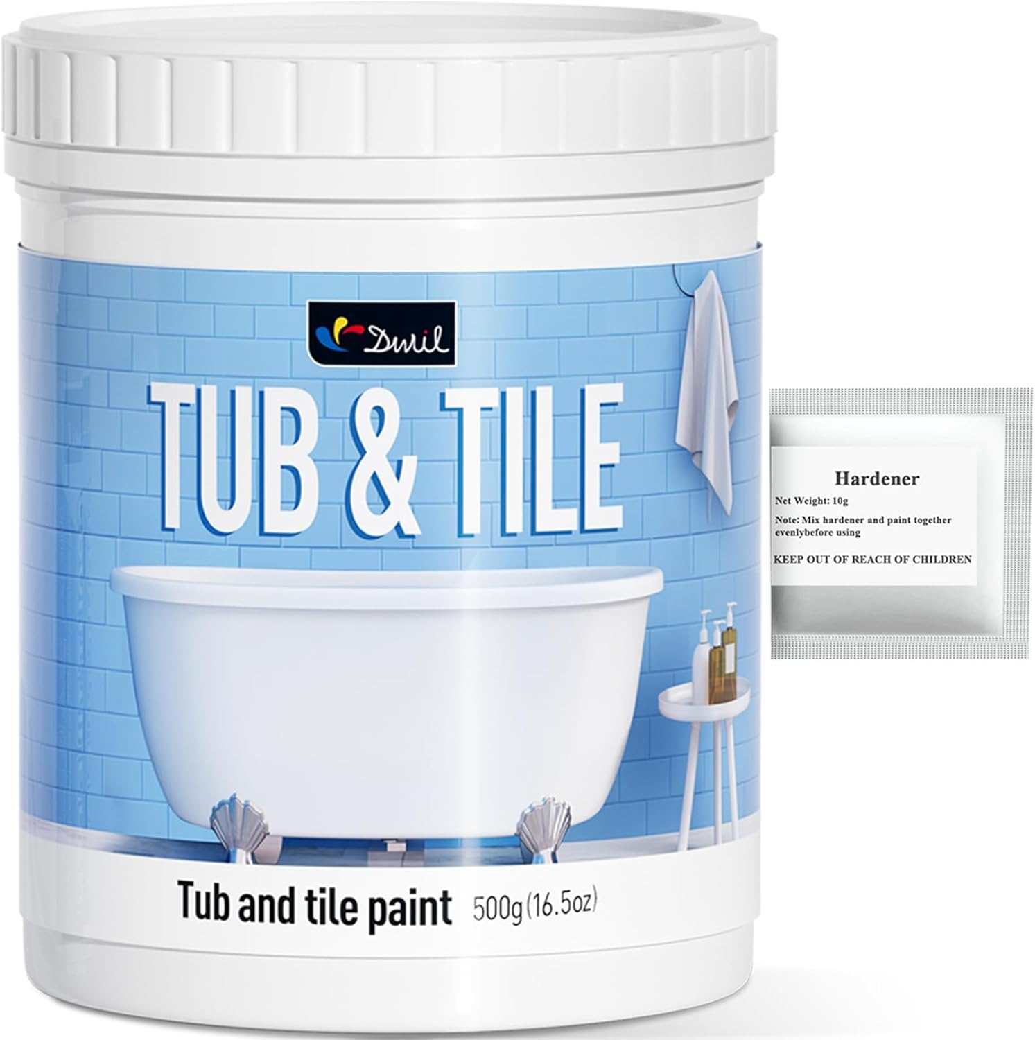 Tub and Tile Paint, Tub and Tile Refinishing Kit with Hardener, Tile Paint and Tub Refinishing Kit Bathtub Paint Water Based &Low Odor, Sink Paint for Bathroom Kitchen, Semi-Gloss White, 25-30sq.ft