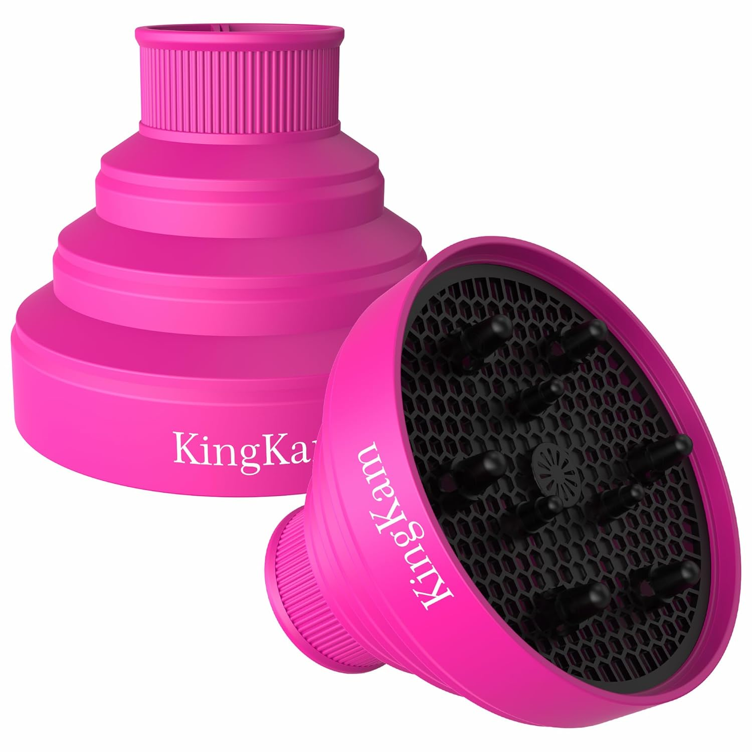 Collapsible Silicone Hair Dryer Diffuser - Travel and Easy Storage - Fit Most Hair Dryers with Nozzle Diameter D-1.575Inch to 1.968 Inch (4-5Cm) - Pink