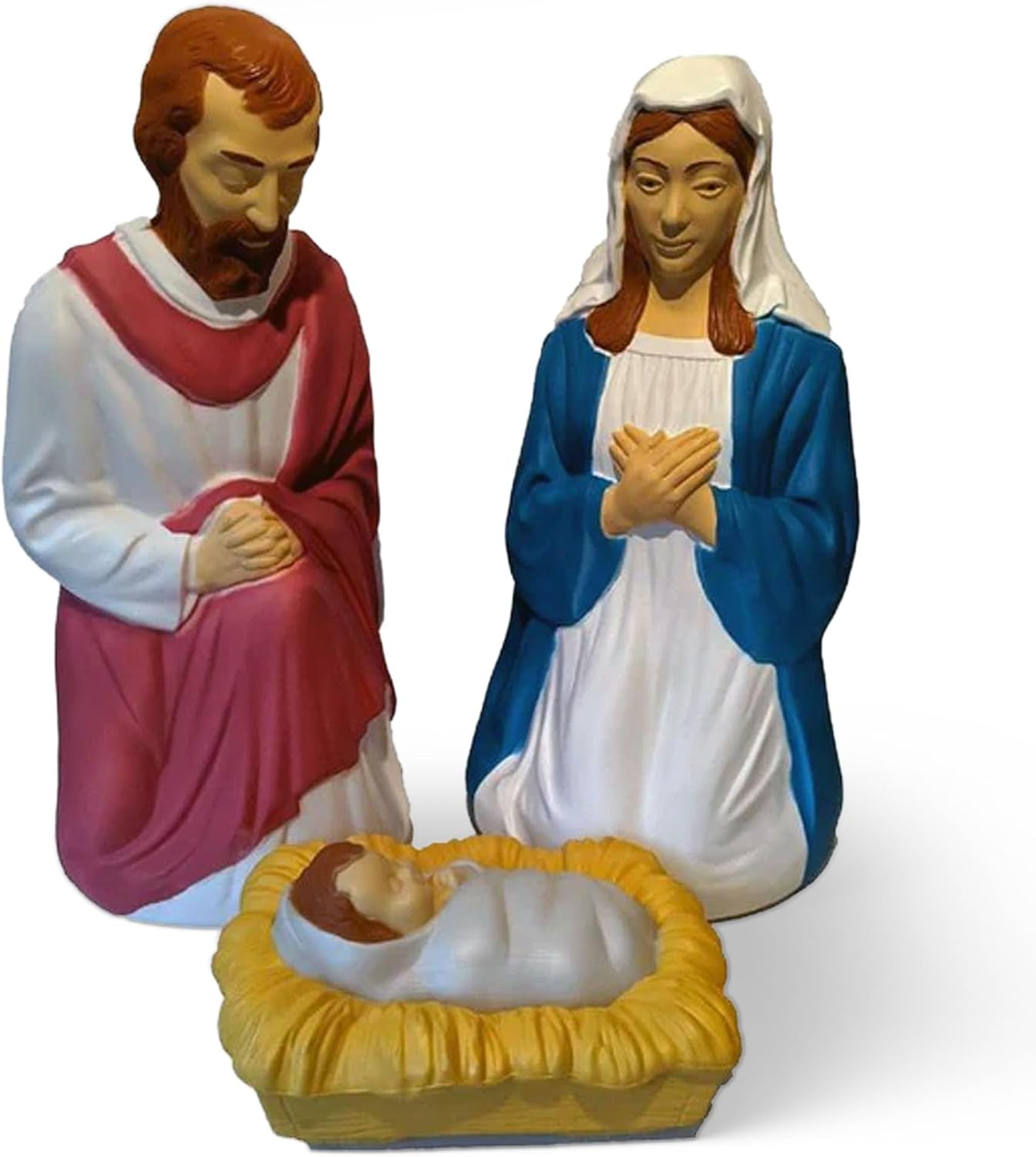 Union Products 3-Piece Lighted Nativity Set Blow Mold Christmas Decoration, Durable Plastic Indoor and Outdoor Holiday Yard Ornament, 74150
