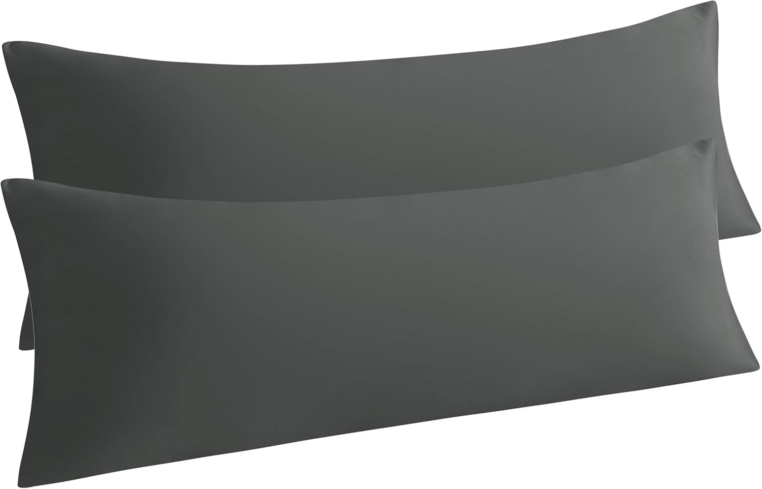 Body Pillow Cases Set of 2, 2 Pack Brushed Microfiber 20X54 Pillow Cases, Soft, Wrinkle, Fade, Stain Resistant Dark Grey Pillow Cases with Envelope Closure, 20X54 Inches, Dark Grey