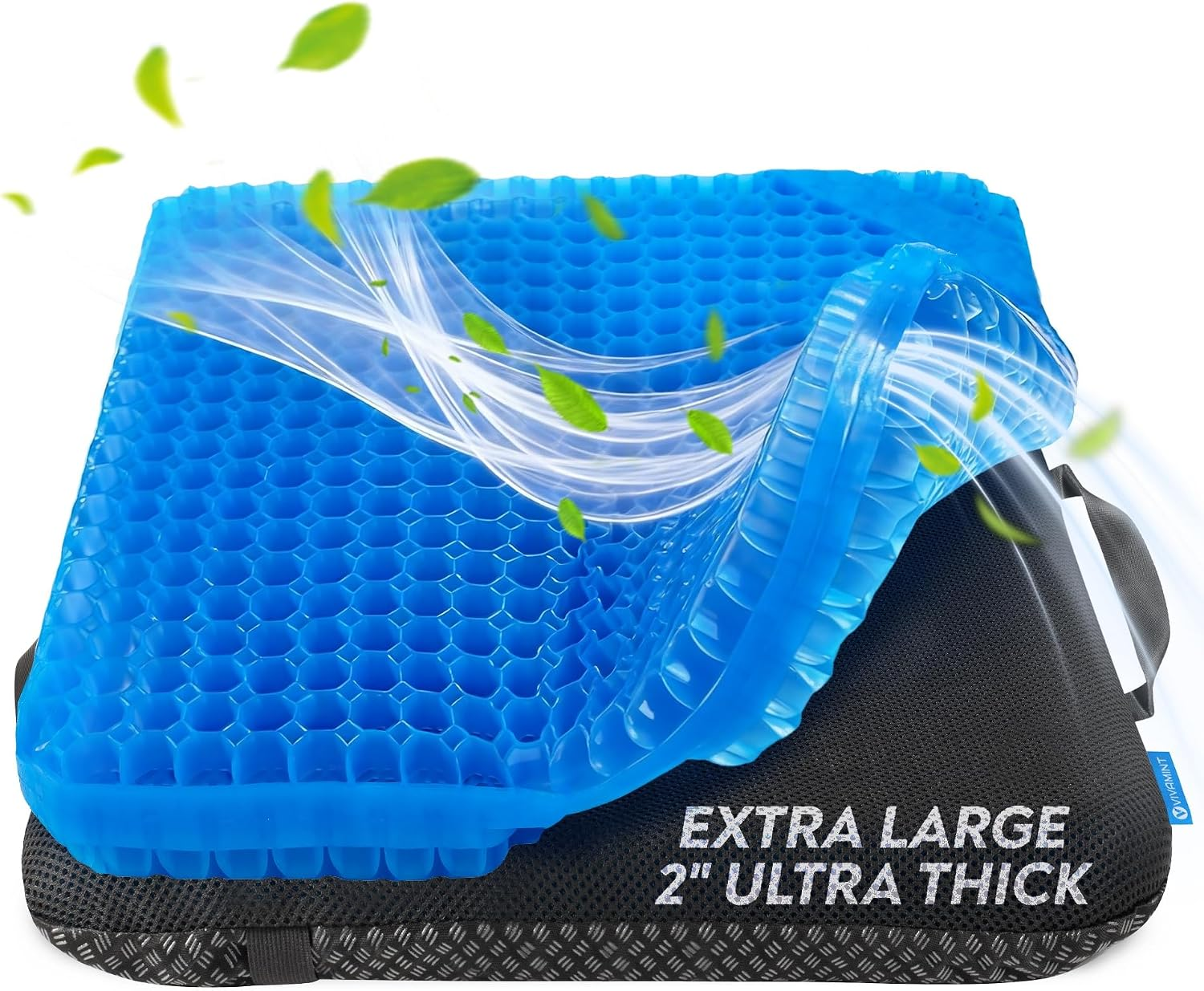 Gel Seat Cushions for Long Sitting- Extra Large & Ultra Thick(2 Inch) Orthopedic Chair Pad for Pressure Relief, Sciatica & Back Pain – Non-Slip, Cooling, Portable for Office, Car, Truck, Wheelchair