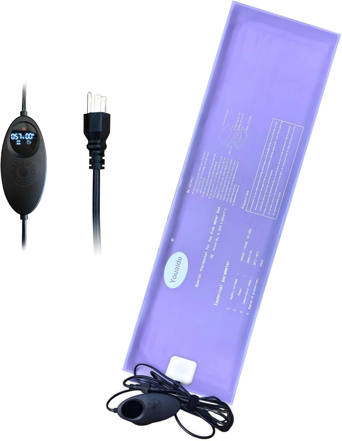 Waterbed Smart Thermostat, 200W Adjustable Softside Hardside Water Bed Heater, LED Display Waterbed Heater, Safe and Durable, for King, Queen, Full and Twin