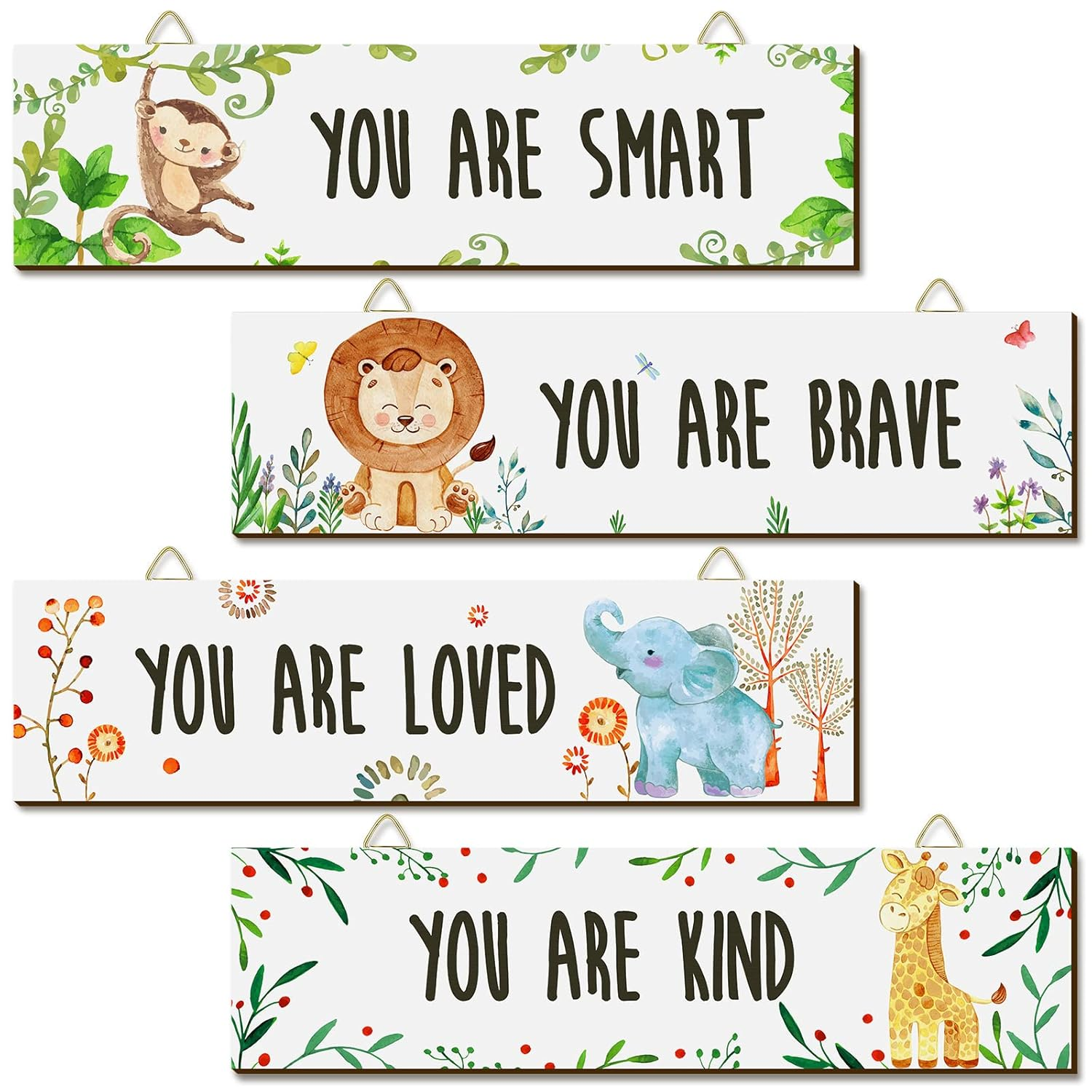 4 Pieces Baby Nursery Decor Unframed Wall Art Bedroom Decor Motivational Inspirational Girls Room Adorable Wall Decoration with Inspirational Quotes for Boys Girls(Woodland Animal)