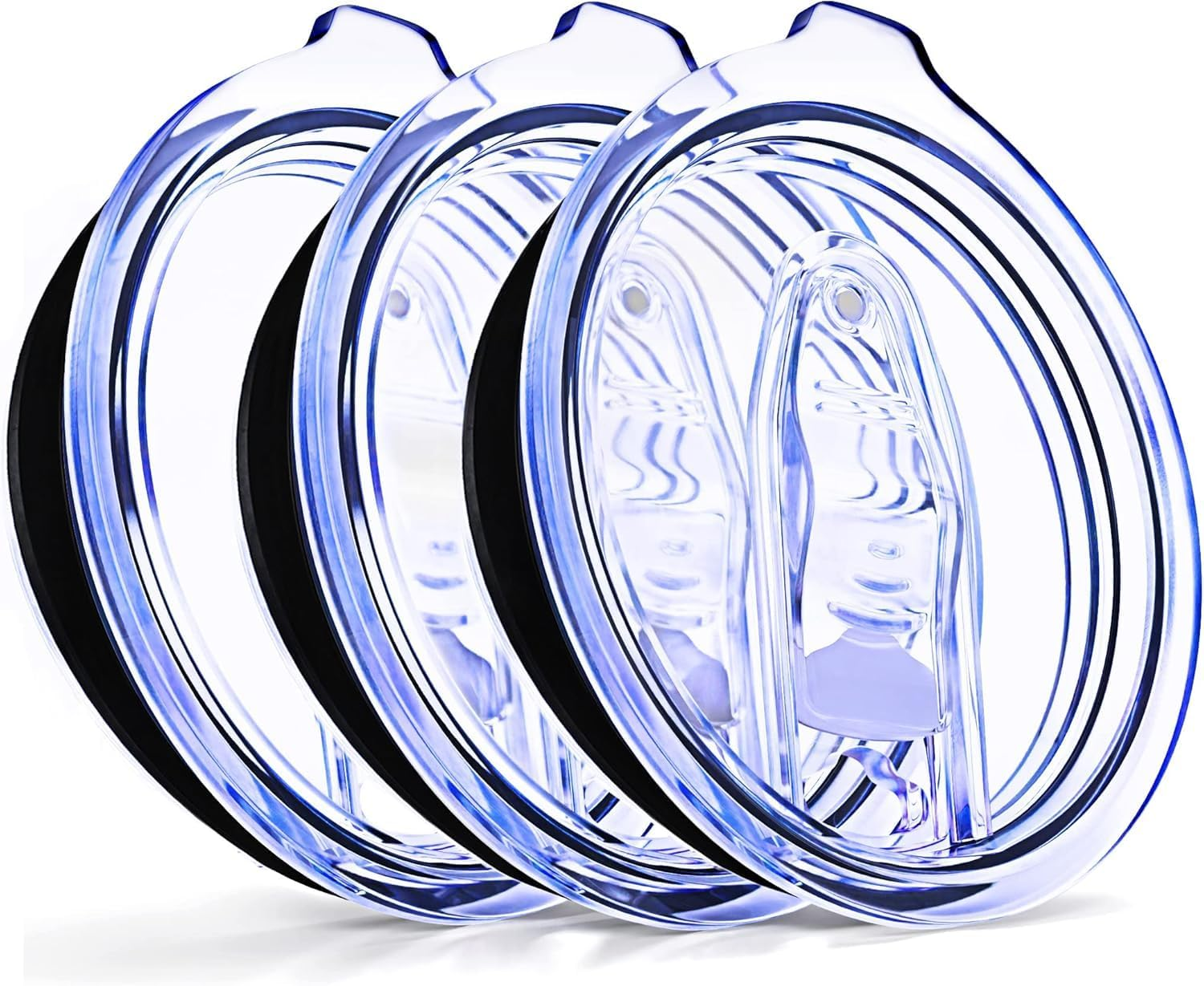 30 Oz Pack of 3 Replacement Lids for Yti Tumblers - 3.7 Inch Diameter - Spill Proof Lids Silicon Sliding Covers, Fits Yti Tumblers, Hydro Flsk, Reusable No Leak Design, Splash Resistant 30 Oz