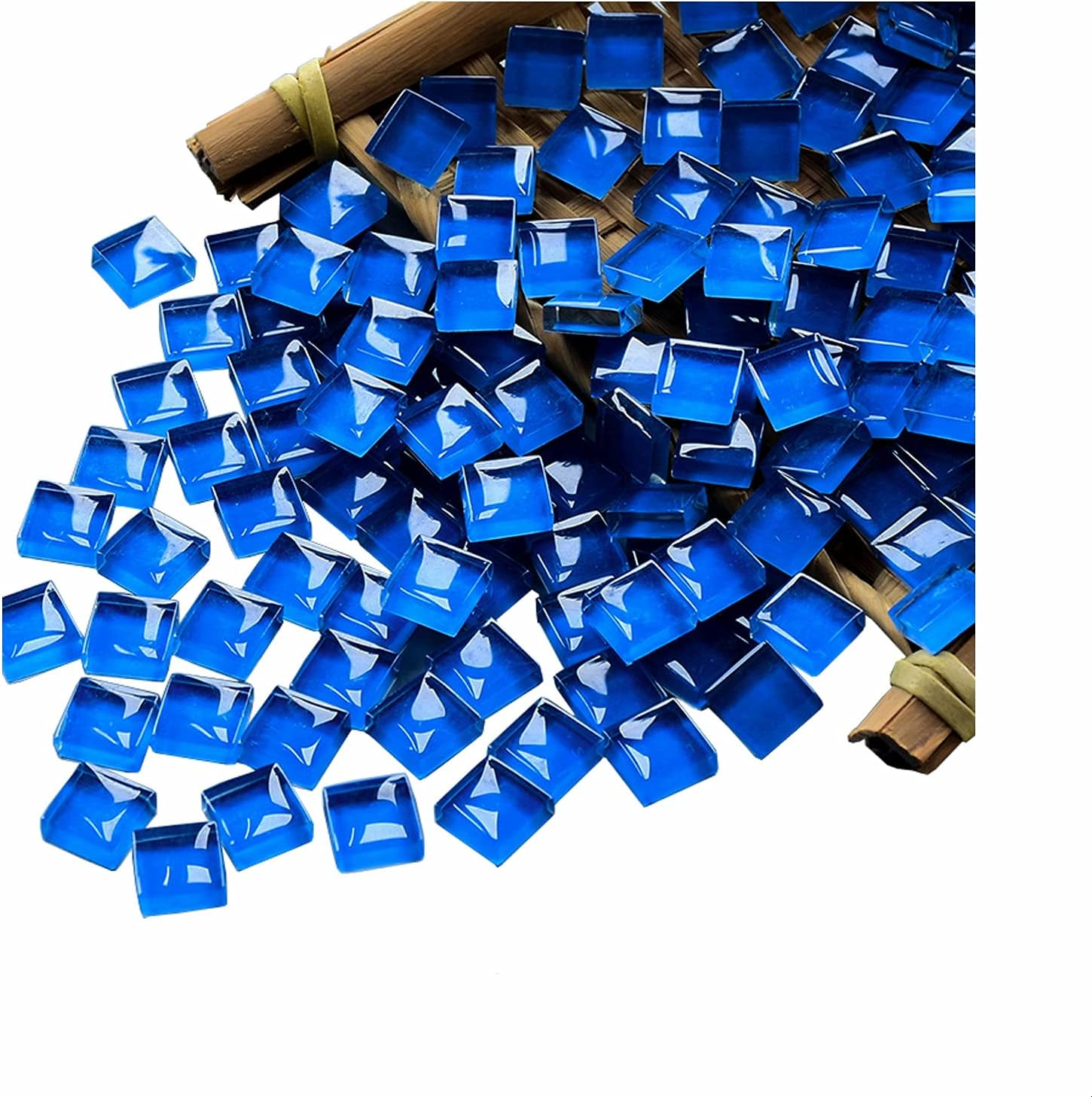 Sea Blue Mosaic Tiles Squares Crystal Mosaic Glass Tile for Crafts Bulk DIY Picture Frames Handmade Jewelry Coasters Art Material Decoration,1x1cm,100 Pieces