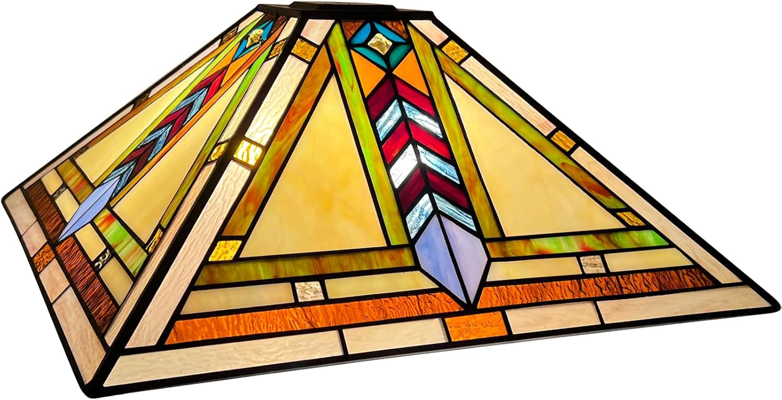 Tiffany Lamp Shade 16 Inches Wide Accessories Replacement Firecracker Style Stained Glass Lampshade for Table Lamp Floor Lamp