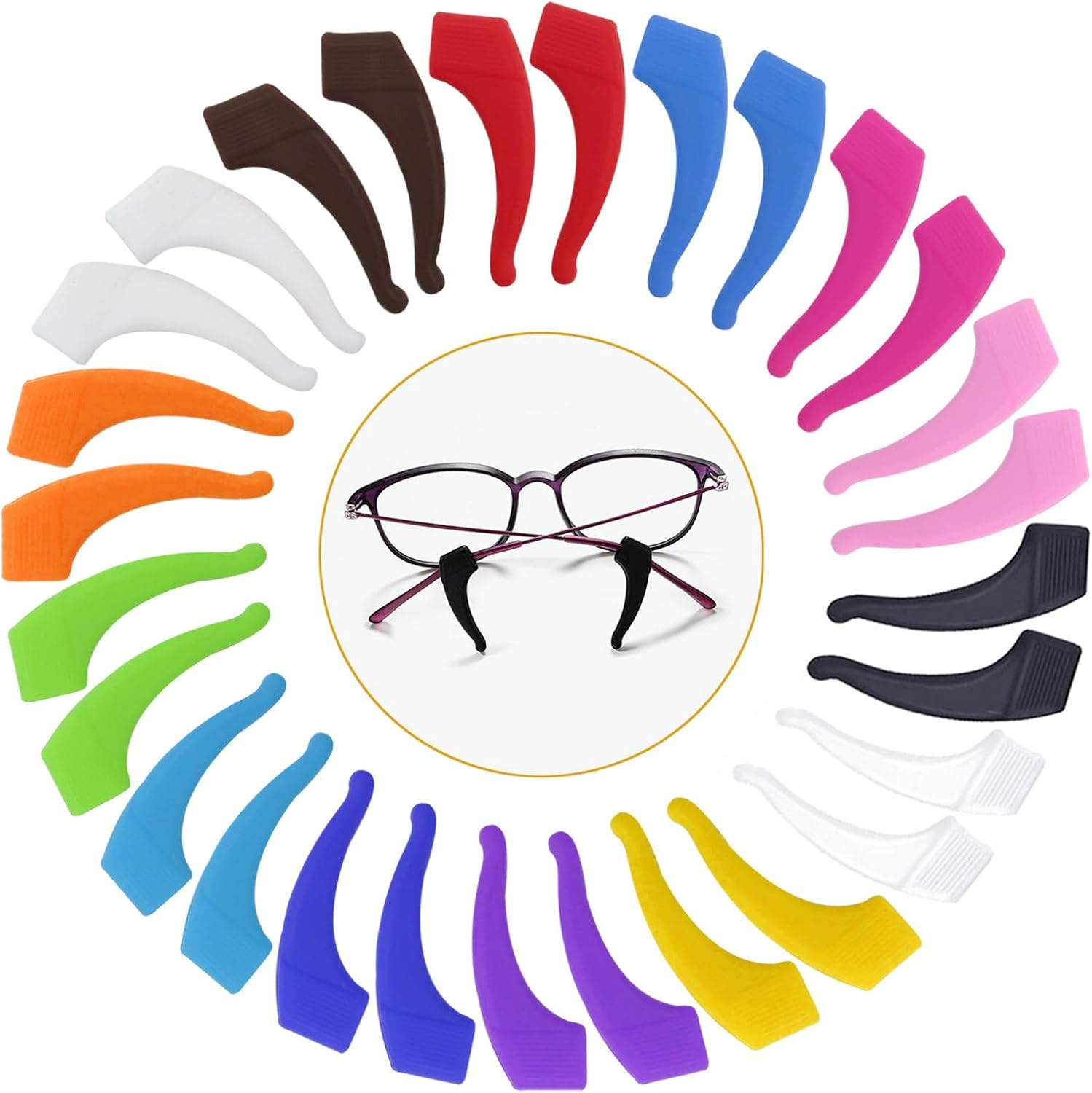 17 pares de ganchos antideslizantes multicolores las orejas de las gafas ideales