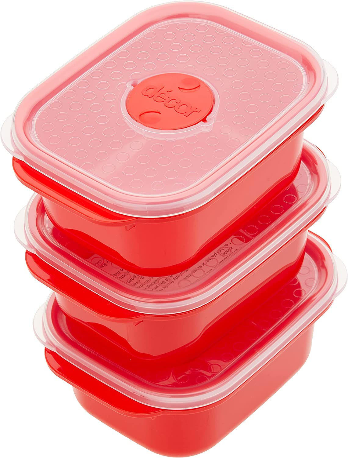 124850-004 Microsafe Microwave Food Container, Red (375Ml * 3), 12.7 Oz