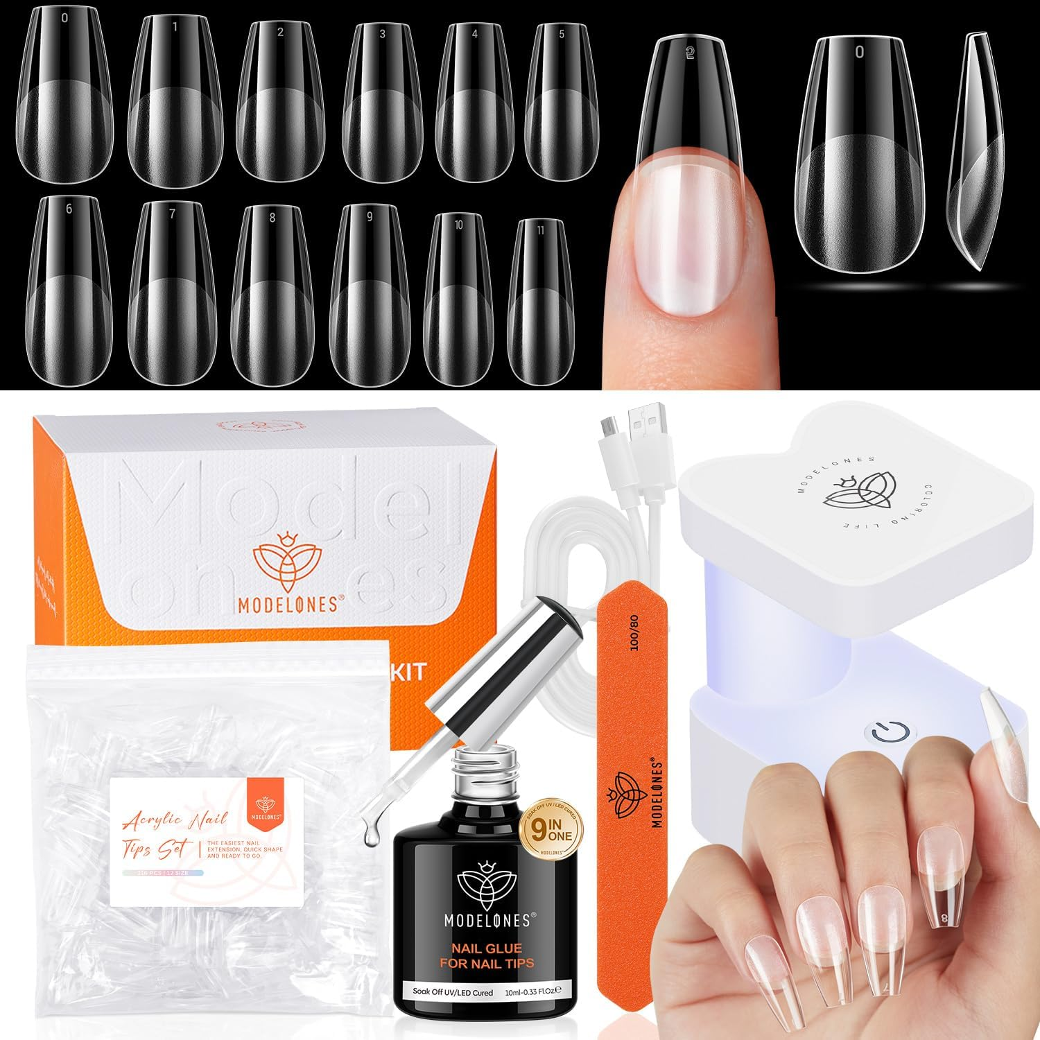 Modelones Gel X Nail Kit, Medium Almond Gel x Nail Tips, 9-in-One Nail Glue &... - Picture 11 of 17