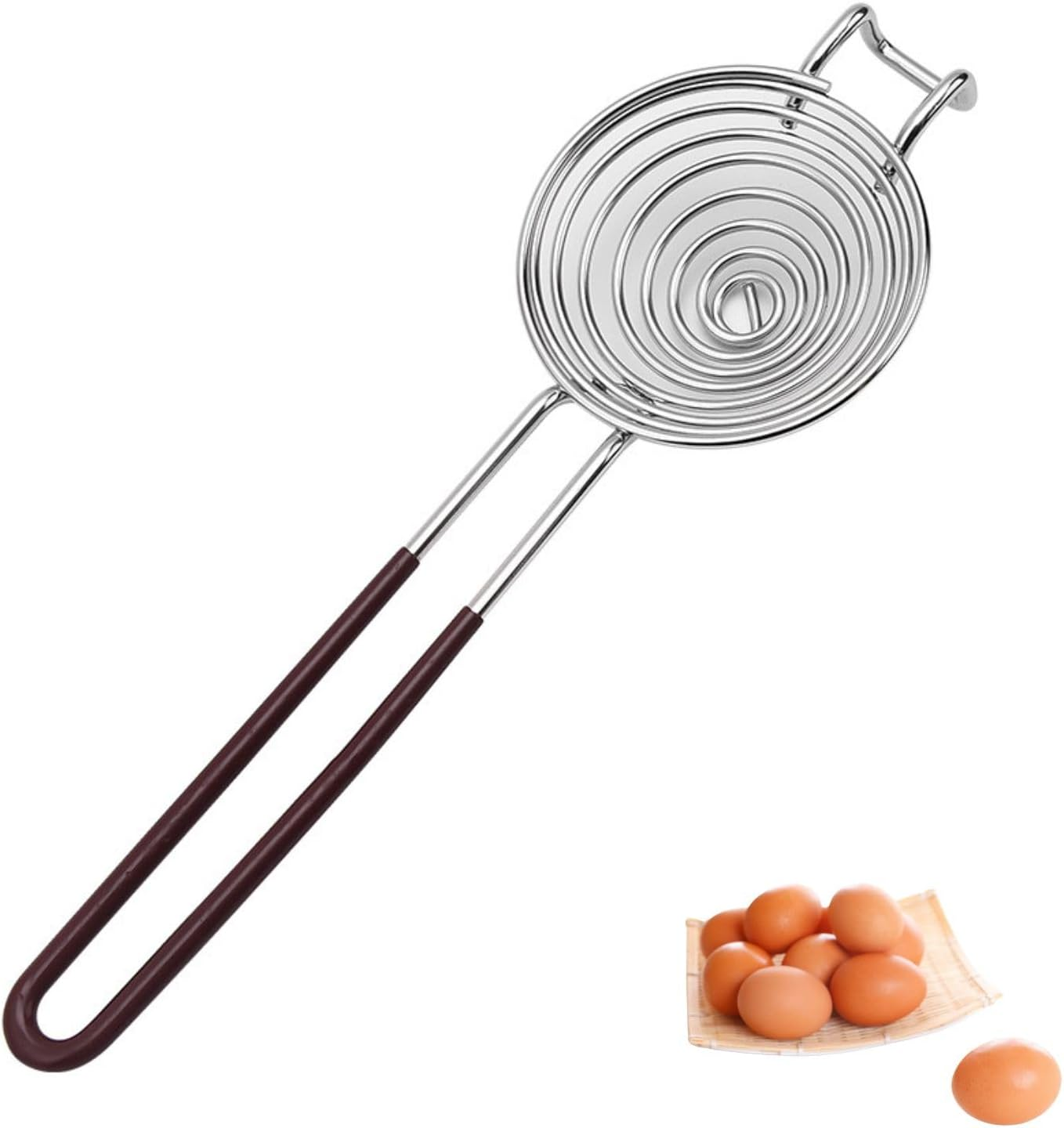 Stainless Steel Egg Yolk Separator, Long Handled Egg White Strainer, Kitchen Baking and Cooking Tool, Suitable for Baking, Cooking and Mixing