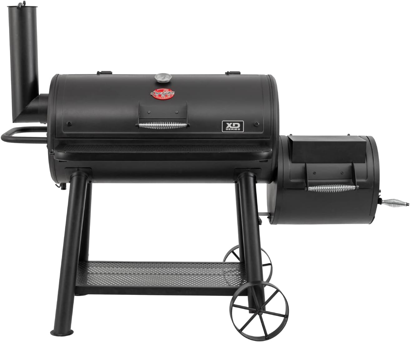 Grand Champ Offset Smoker Steel BBQ Charcoal Grill and Barbecue Smoker - Includes Side Fire Box Offset Smoker and Charcoal Basket with Dual Damper Smoke Control for Outdoor Cooking