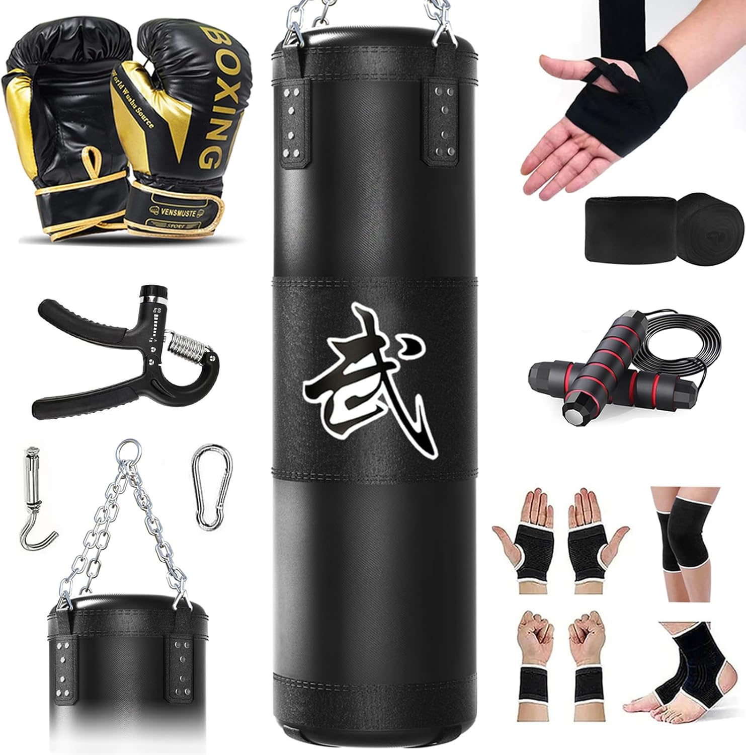 Saco de boxeo para adultos, juego de saco de boxeo pesado de 4 pies con 12 oz