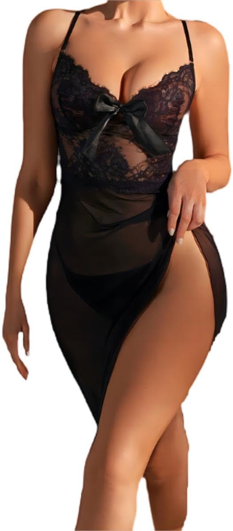 Women Lingerie Sexy Lace Babydoll Chemise Strappy Slip Mesh Honeymoon