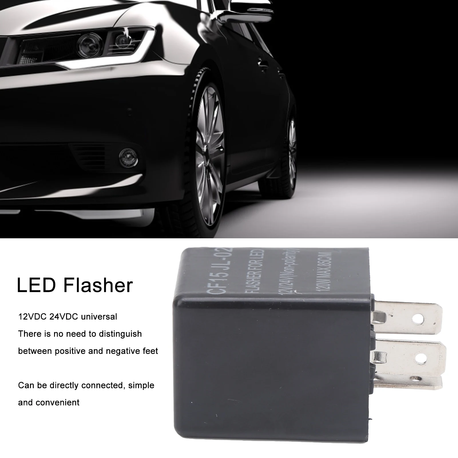 LED Flasher Non-Polarity 12V 24V ABS Normally Open Flash Relay CF15 JL-02 JL-02 LED Flasher CF15 LED Flasher