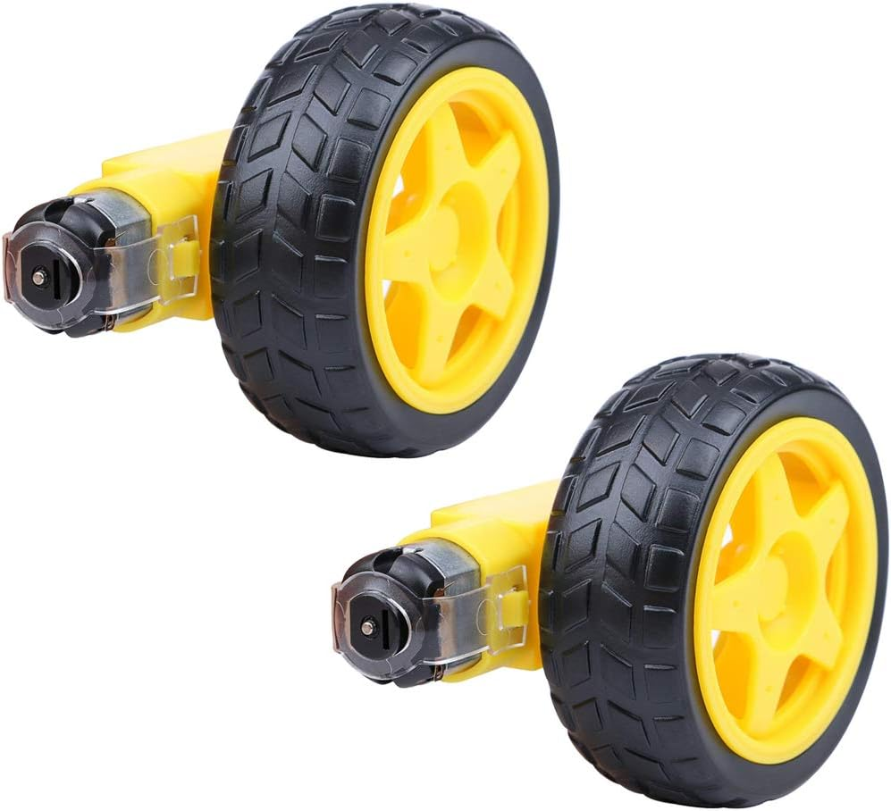 2Pcs Smart Car Robot Plastic Tire Wheel with DC 3-6V Gear Motor