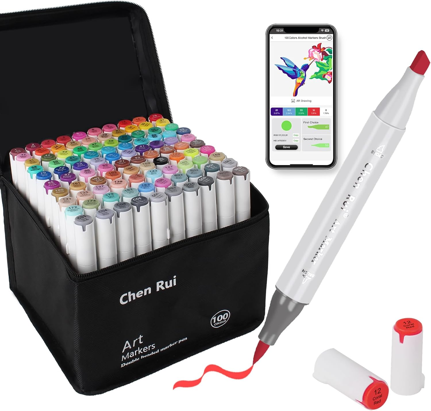 168 Colors Alcohol Brush Markers with Free App,Dual Brush & Chisel Tips Blend... - Picture 12 of 17