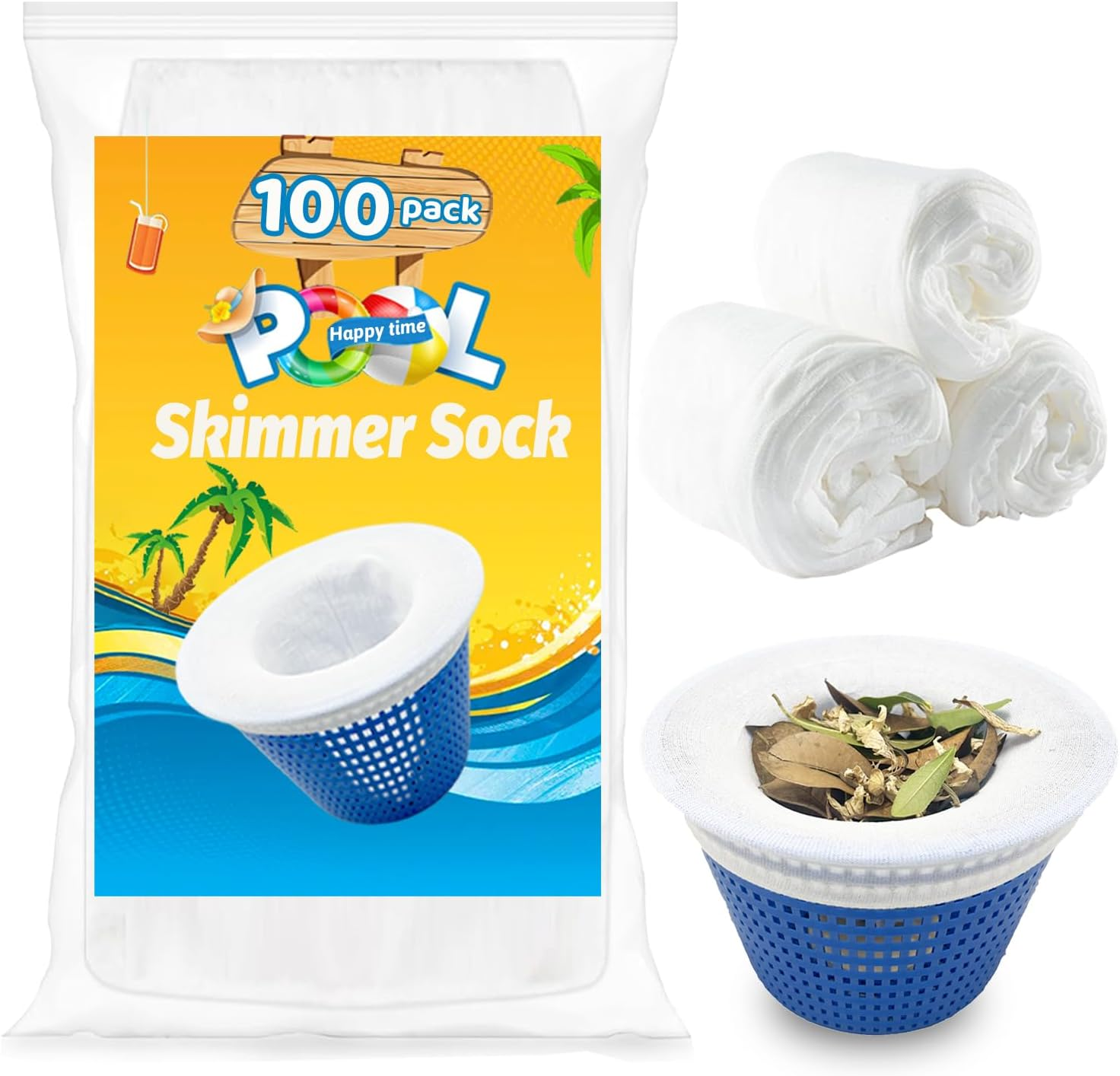 100-Pack Pool Skimmer Socks for Effective Pool Cleaning and Debris Removal
