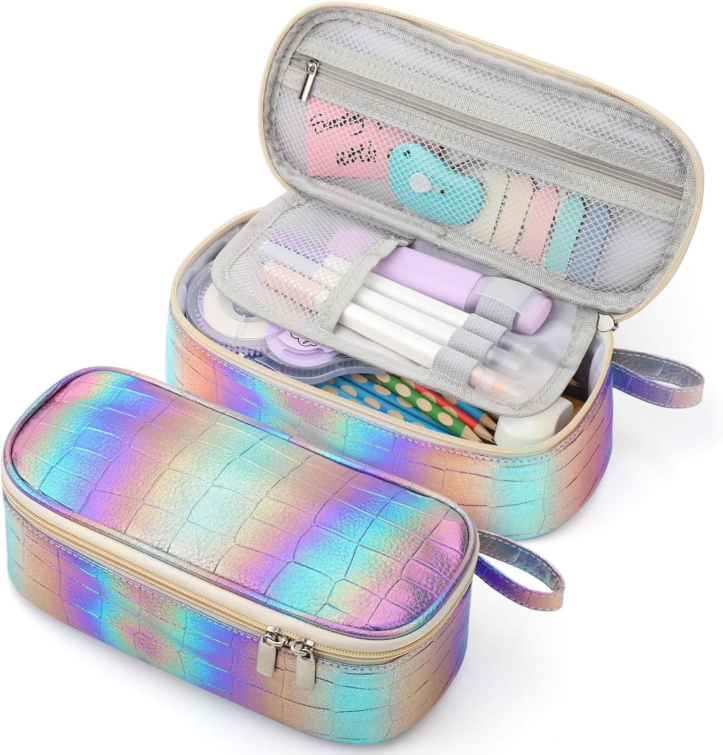 Large Capacity Pencil Case Portable Pencil Pouch Bag School Supplies for College Students Girls Boys  (Purple-B)