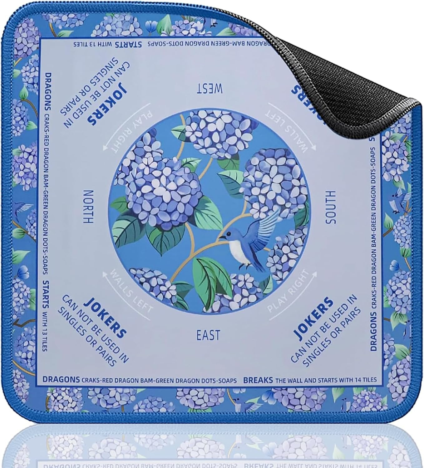 Mini Mahjong Learning Mat (21” X 21”) for Travel Mahjong Tile Set, Anti-Slip, Noise-Reducing Mahjong Mat for Table, Board Games, Tile Games and Cards