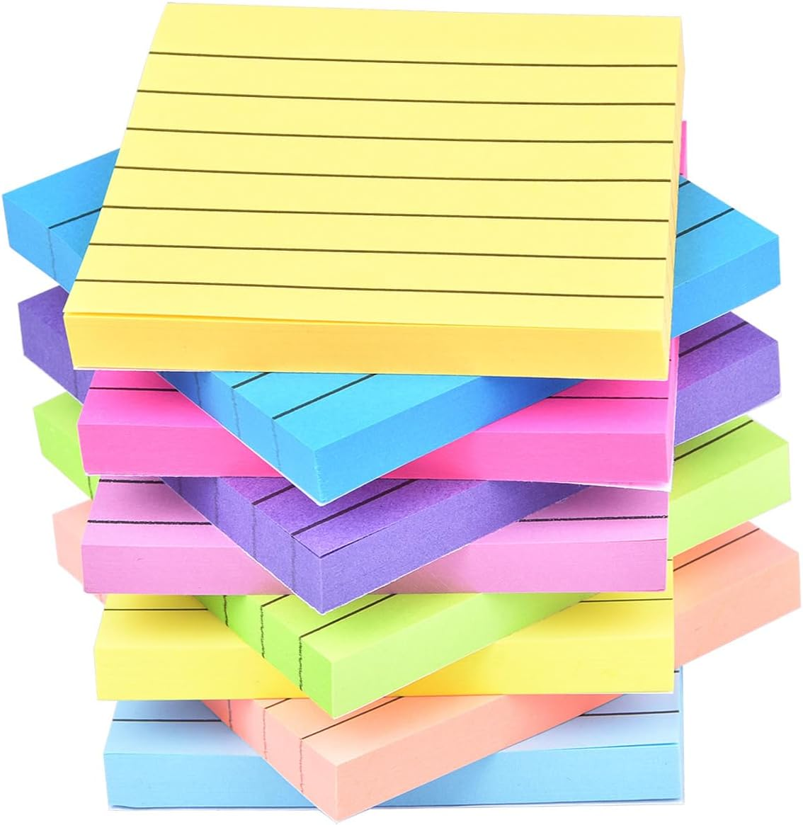 8 Pack Lined Sticky Notes 4”x6” Bright Colors Self-Stick Note Pads with Line,... - Picture 8 of 14