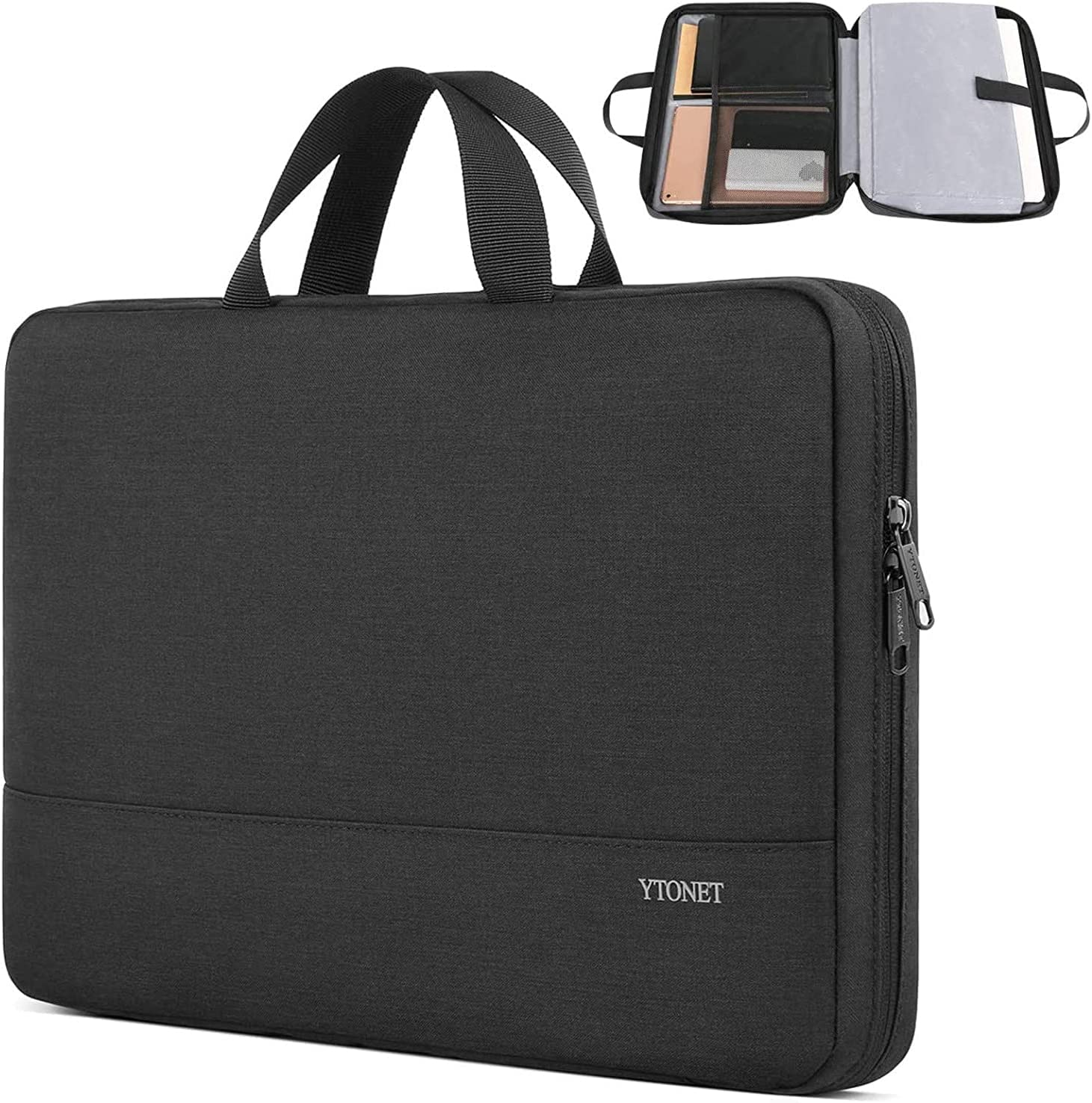 Ytonet Laptop Sleeve Case 13 13.3 Inch, TSA Slim Laptop Cover with Handle, Water Resistant Business Carrying Case Compatible with Macbook Air Macbook Pro HP Dell Lenovo Notebooks, Black