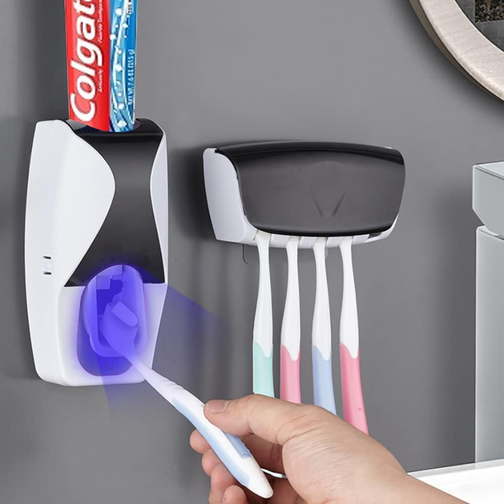 Automatic Toothbrush Dispenser Wall Mount Toothpaste Squeezer and Toothbrush 