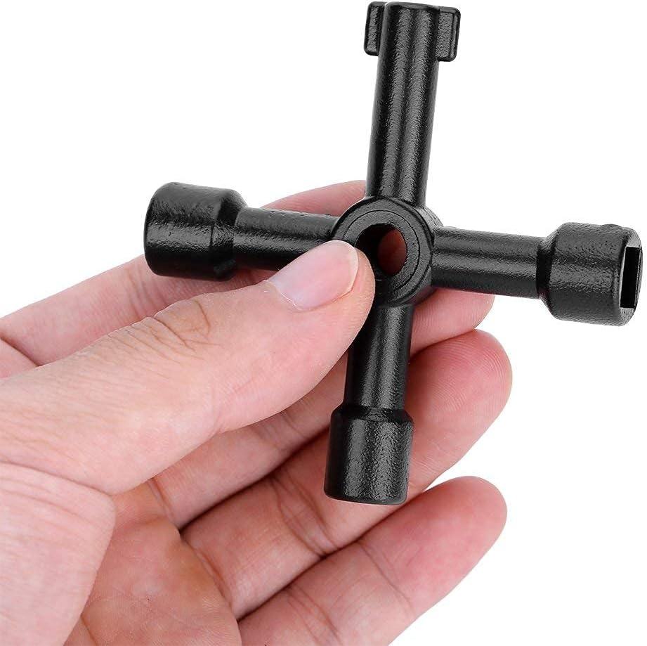 Fdit Universal Cross Key 4-Way Radiator Key Zinc Alloy Opening Key for Water Meter Valve Electric Box Cupboard Cabinet