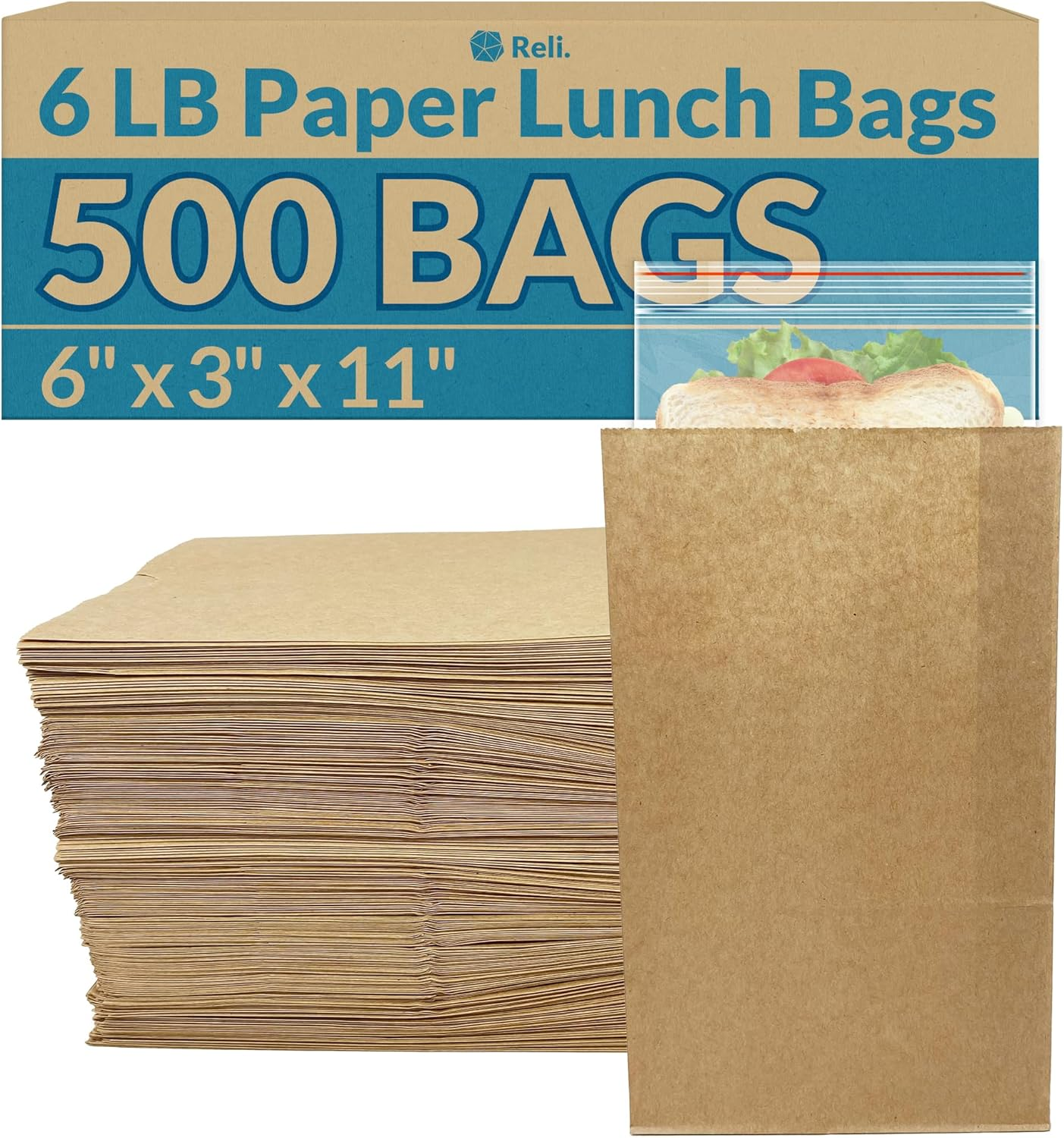Brown Paper Bags | 500 Count | Paper Lunch Bags Ideal for Small Lunches and Crafts | Perfect for Sandwiches and Snacks