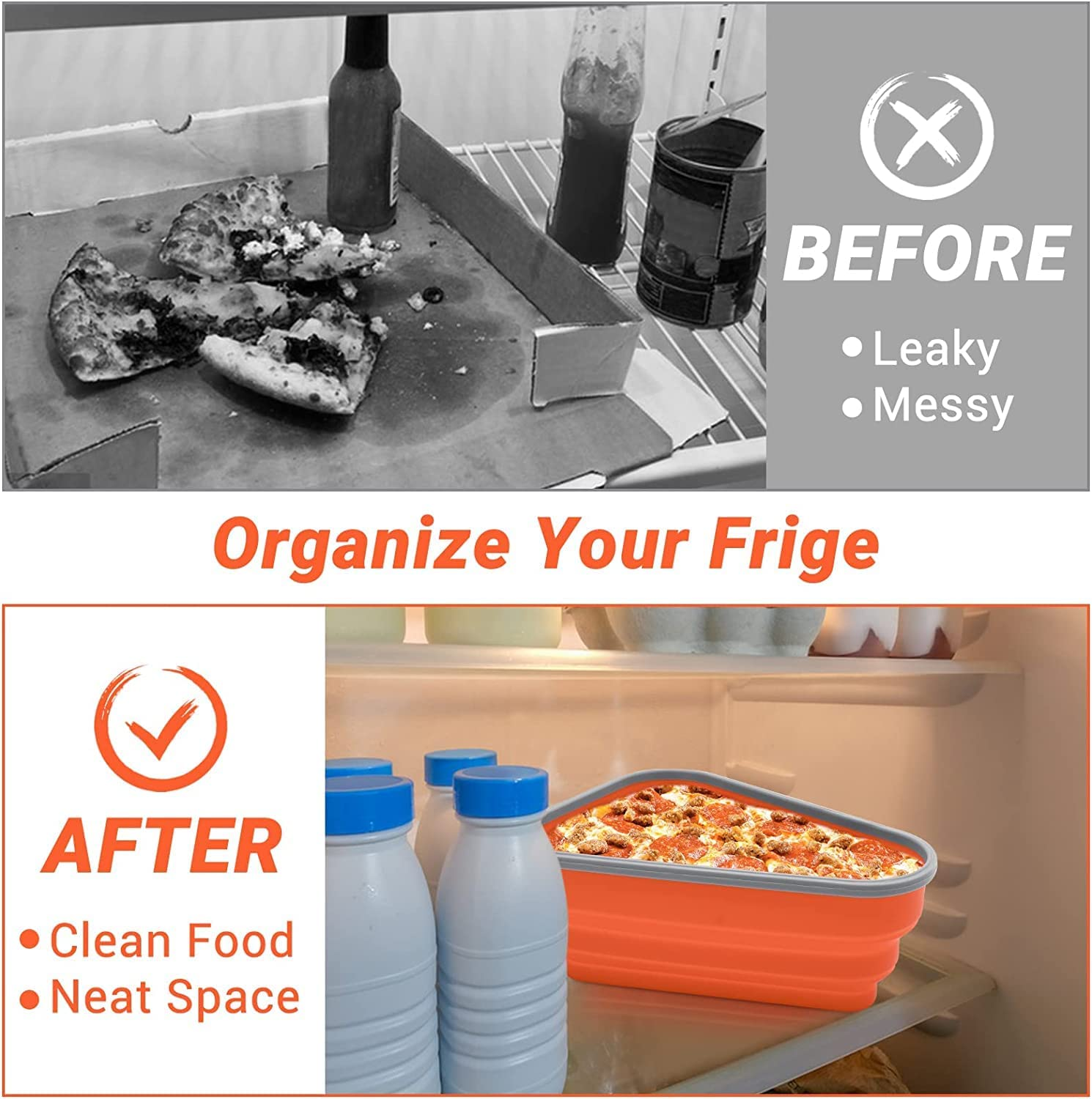 UNAOIWN Pizza Storage Container with 5 Serving Trays, Reusable Expandable Sil... - Picture 7 of 10
